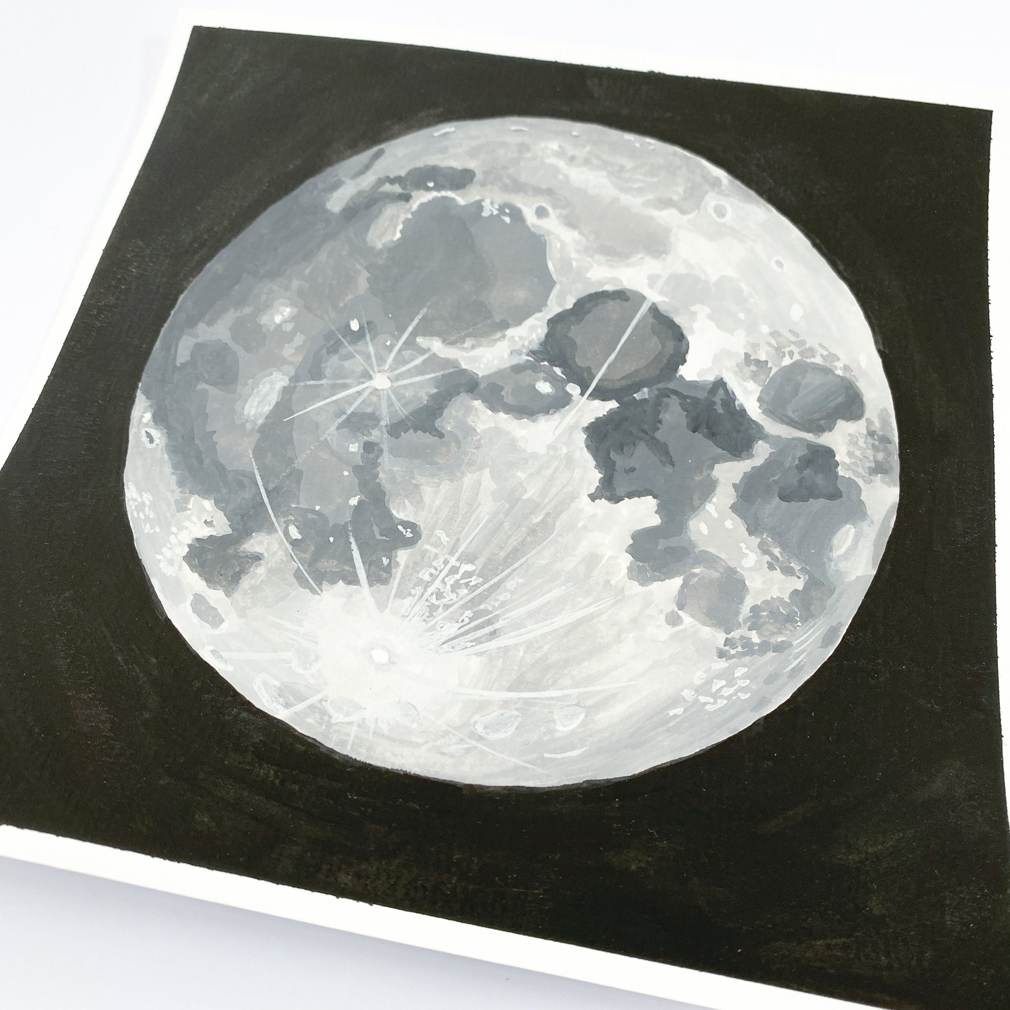Moon - Original 21x21cm Gouache Painting - By Sarah Frances - Sarah Frances