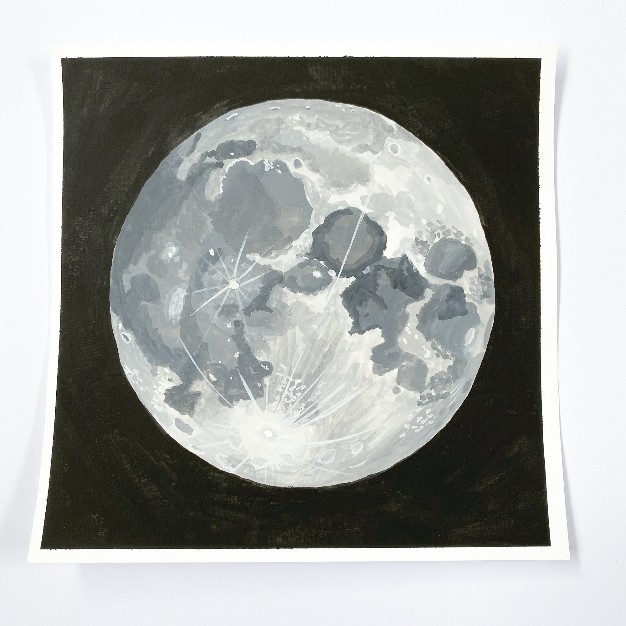 Moon - Original 21x21cm Gouache Painting - By Sarah Frances - Sarah Frances