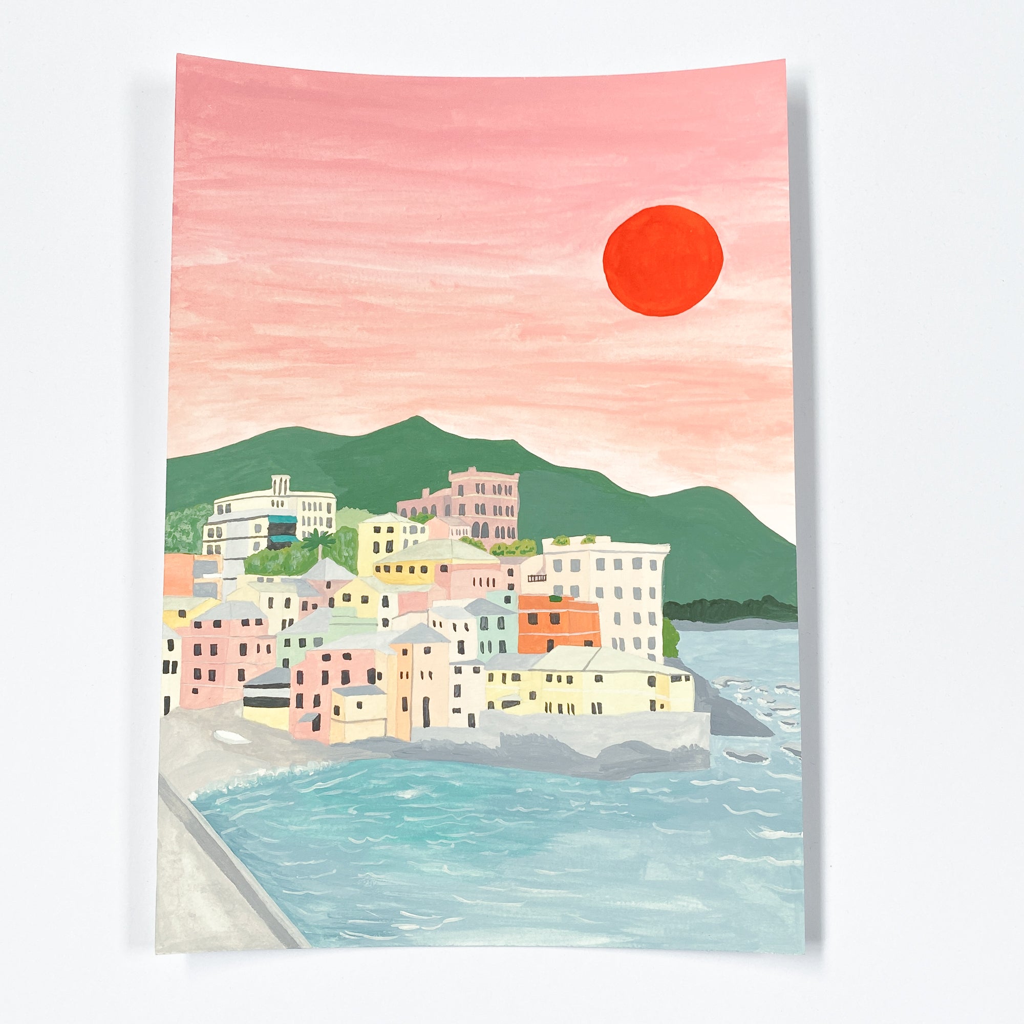 Genoa, Italy - Original 21x30cm Gouache Painting - By Sarah Frances - Sarah Frances