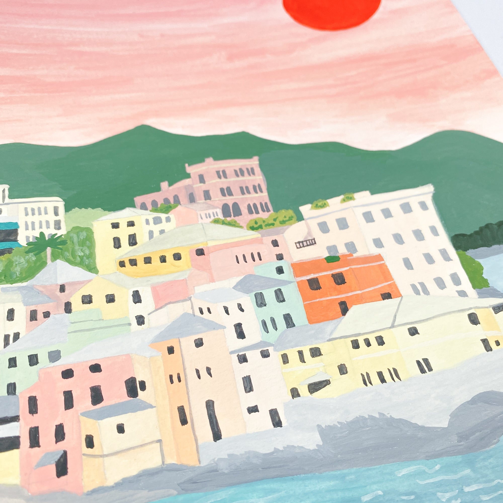 Genoa, Italy - Original 21x30cm Gouache Painting - By Sarah Frances - Sarah Frances