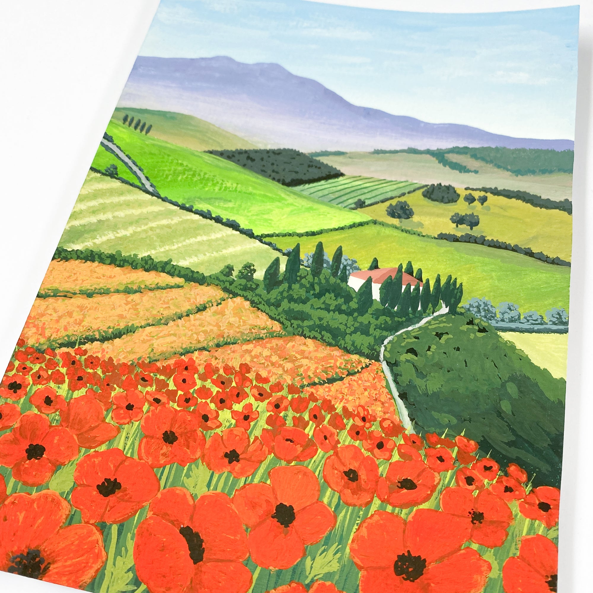 Tuscany Poppies (v2) - Original 15x21cm Gouache Painting - By Sarah Frances - Sarah Frances