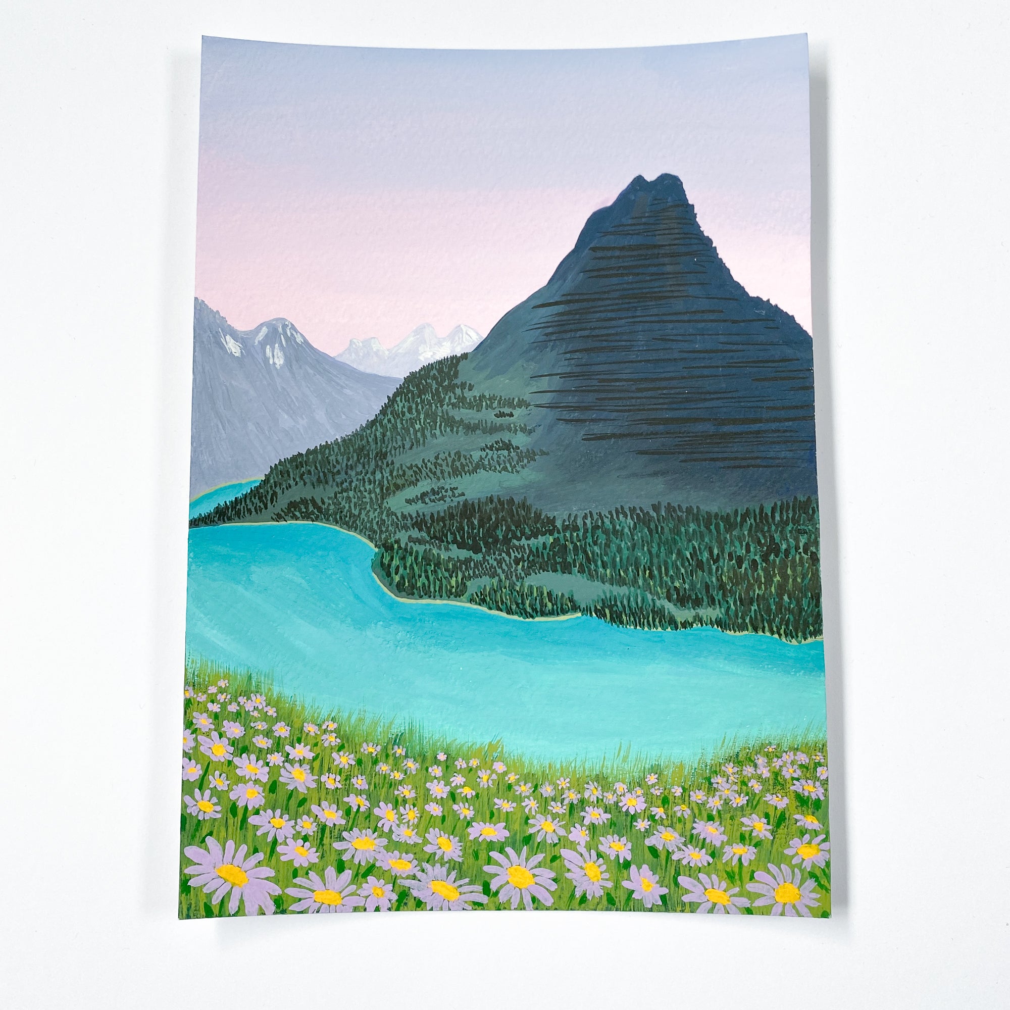 Glacier National Park, USA - Original 15x21cm Gouache Painting - By Sarah Frances - Sarah Frances