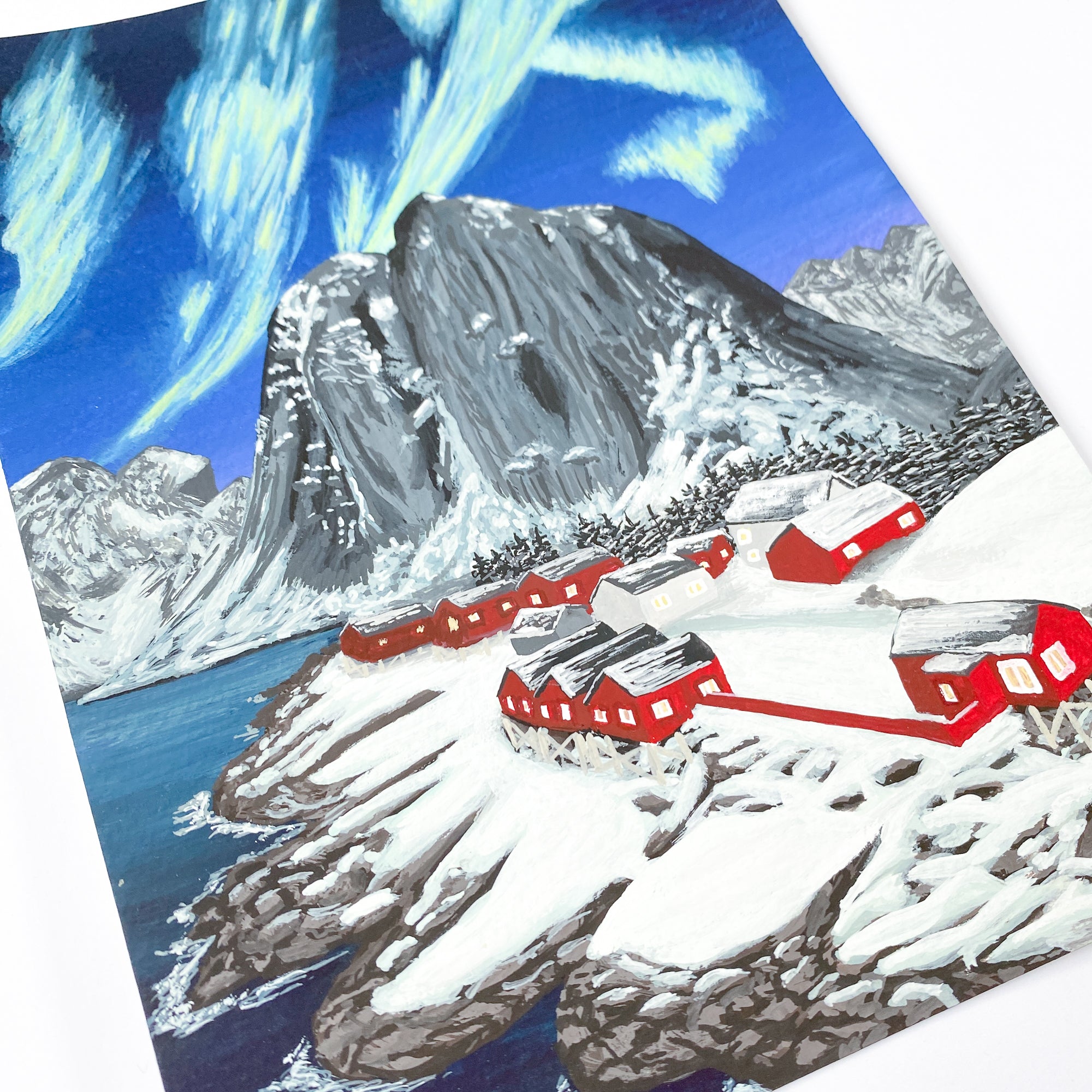 Lofoten Islands, Norway - Original 15x21cm Gouache Painting - By Sarah Frances - Sarah Frances