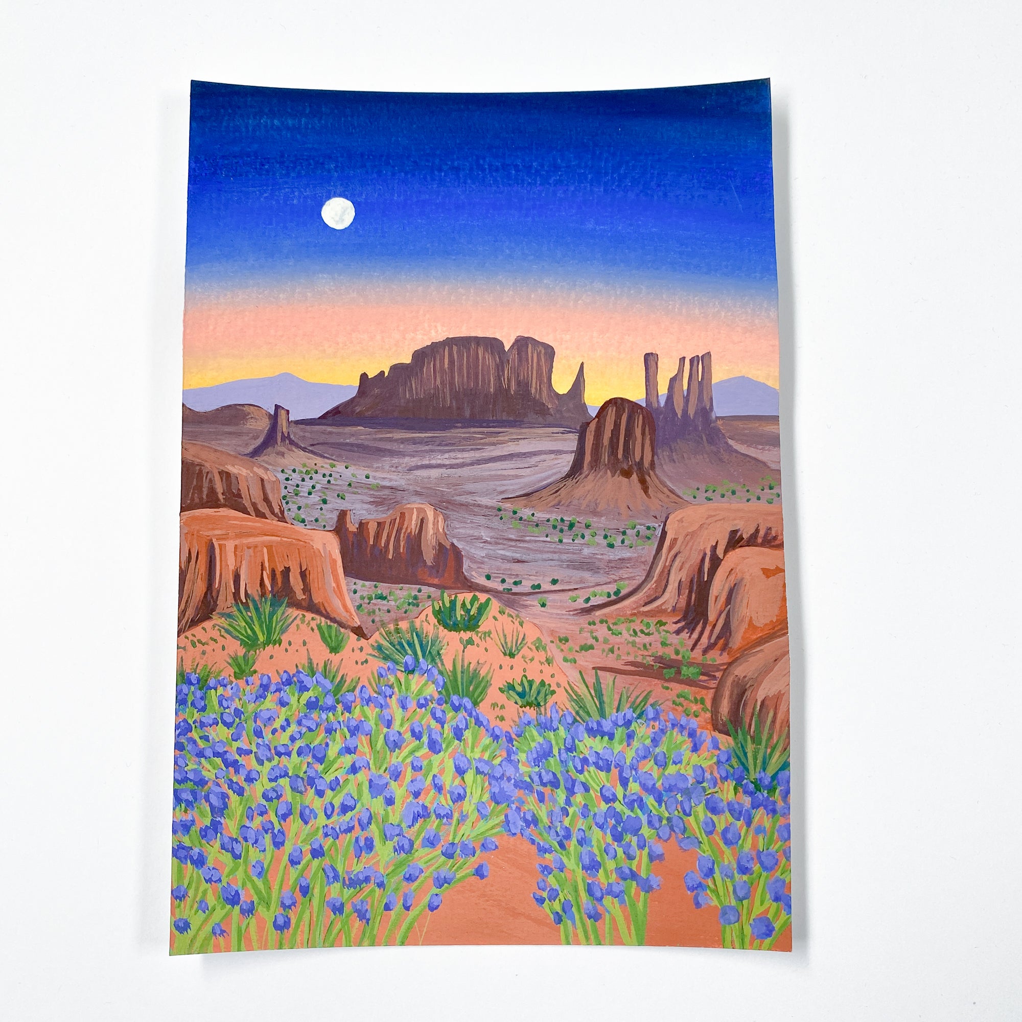 Monument Valley, USA - Original 15x21cm Gouache Painting - By Sarah Frances - Sarah Frances