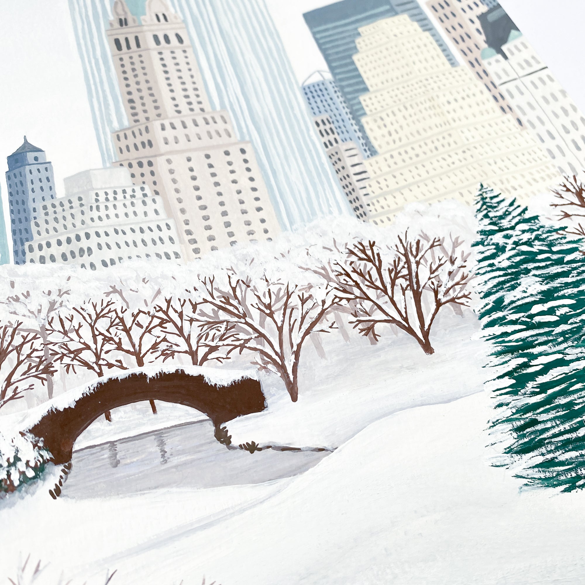 New York at Christmas - Original 21x30cm Gouache Painting - By Sarah Frances - Sarah Frances