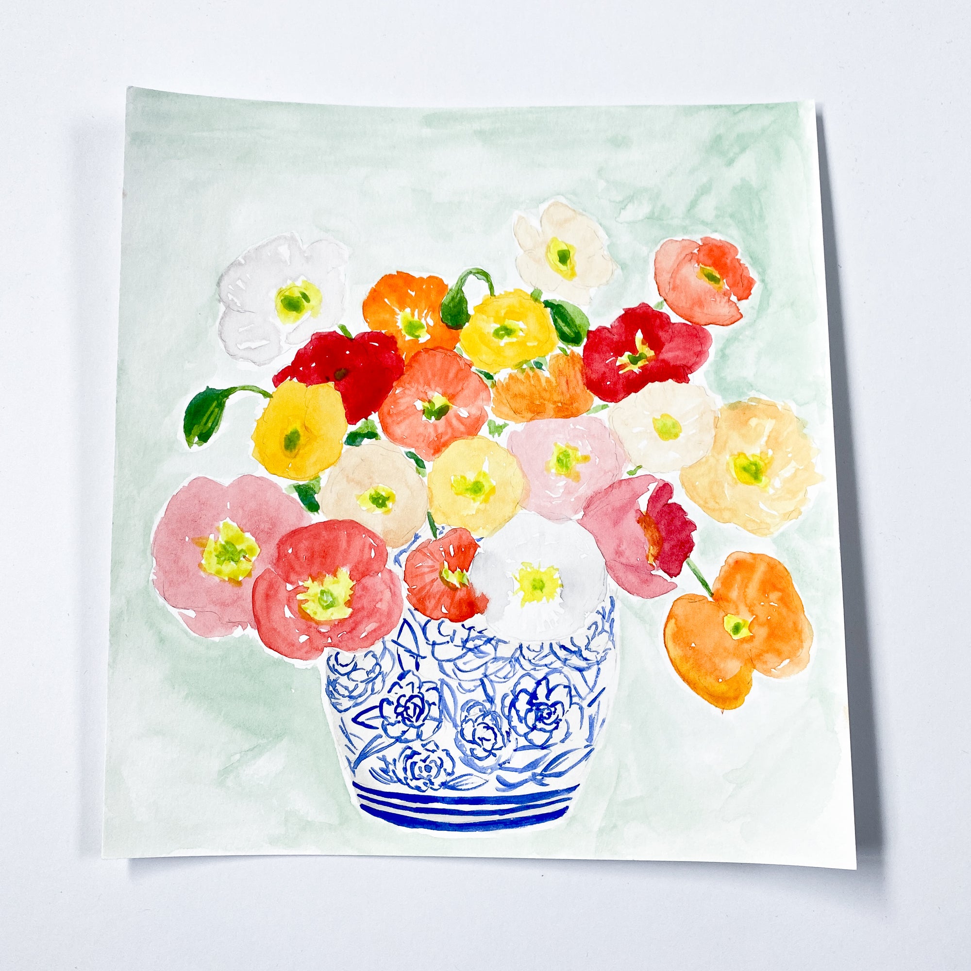 Icelandic Poppies - Original 18x19cm Watercolour Painting - By Sarah Frances - Sarah Frances