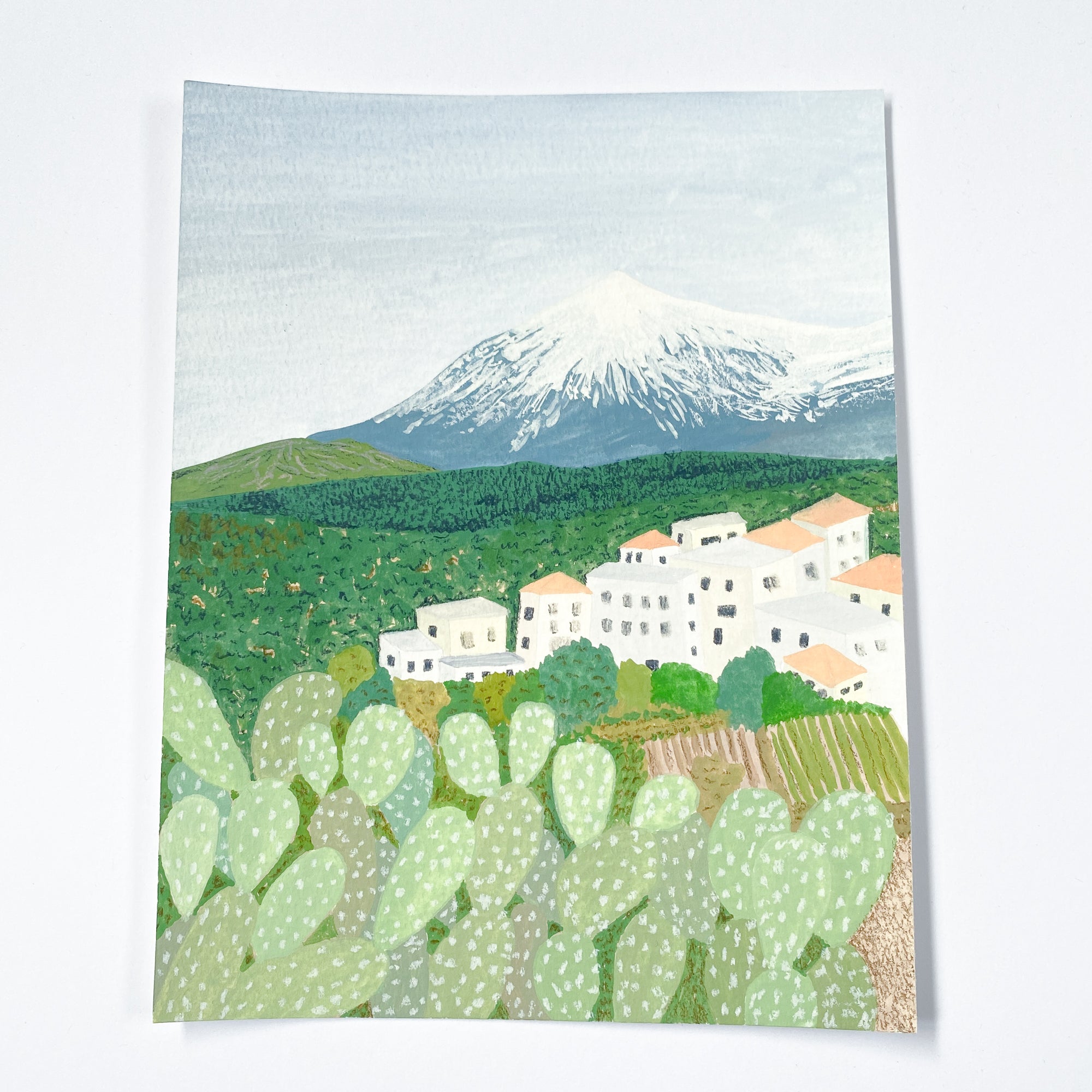 Mount Teide, Tenerife - Original 20x16cm Gouache Painting - By Sarah Frances - Sarah Frances