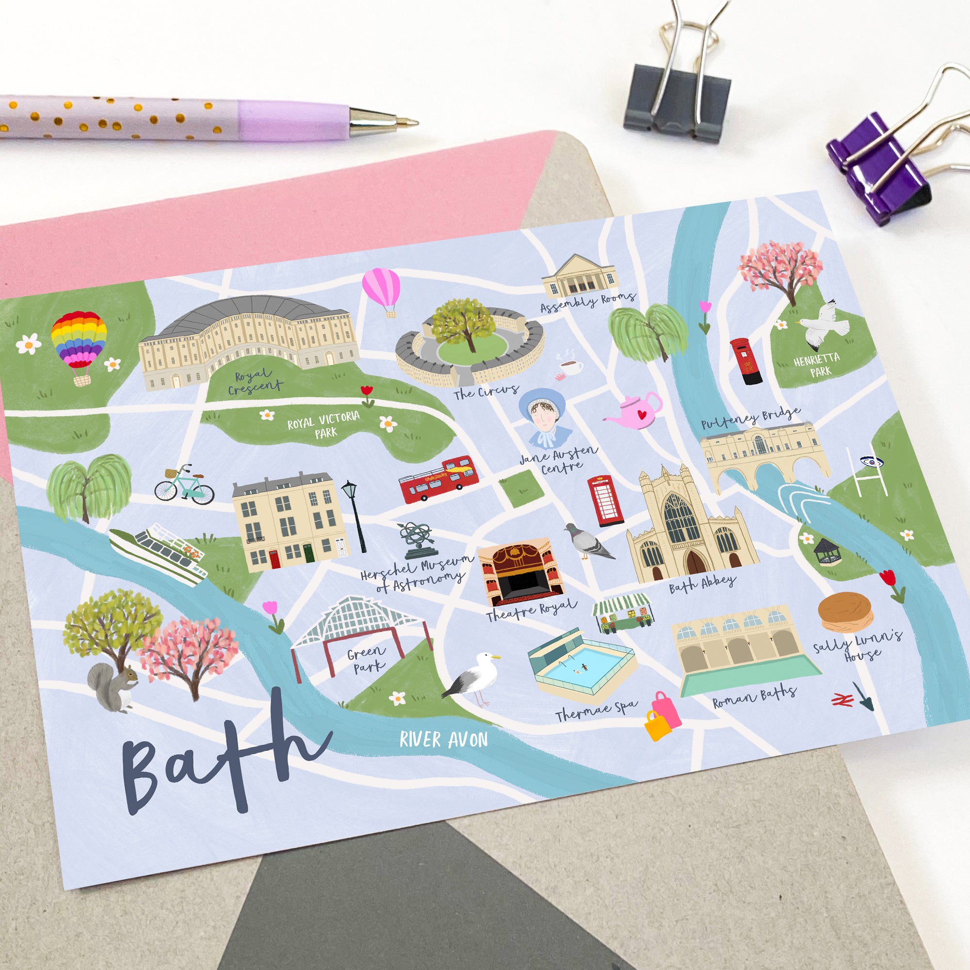 Bath Map Postcard - Sarah Frances