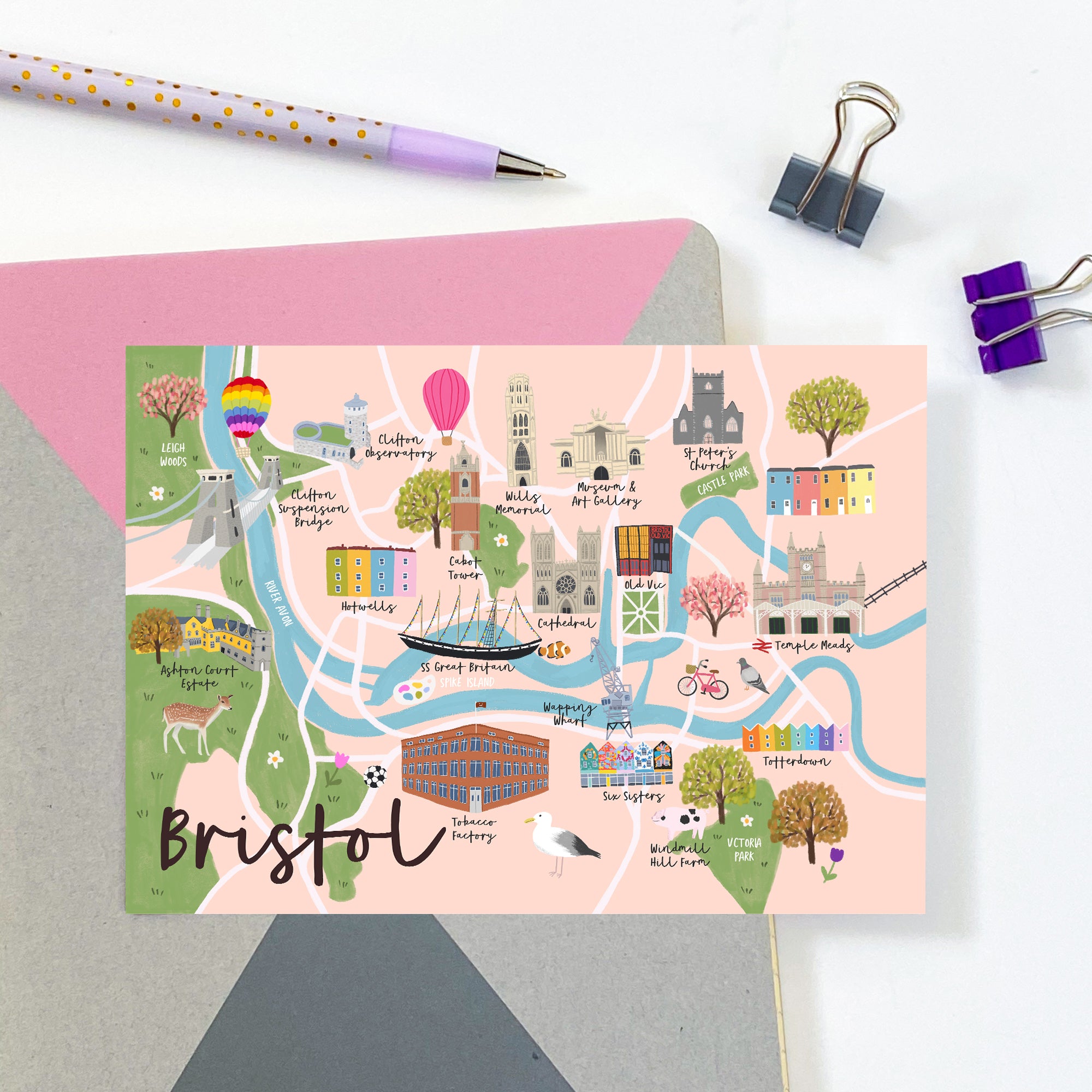 Bristol Map Postcard - Sarah Frances
