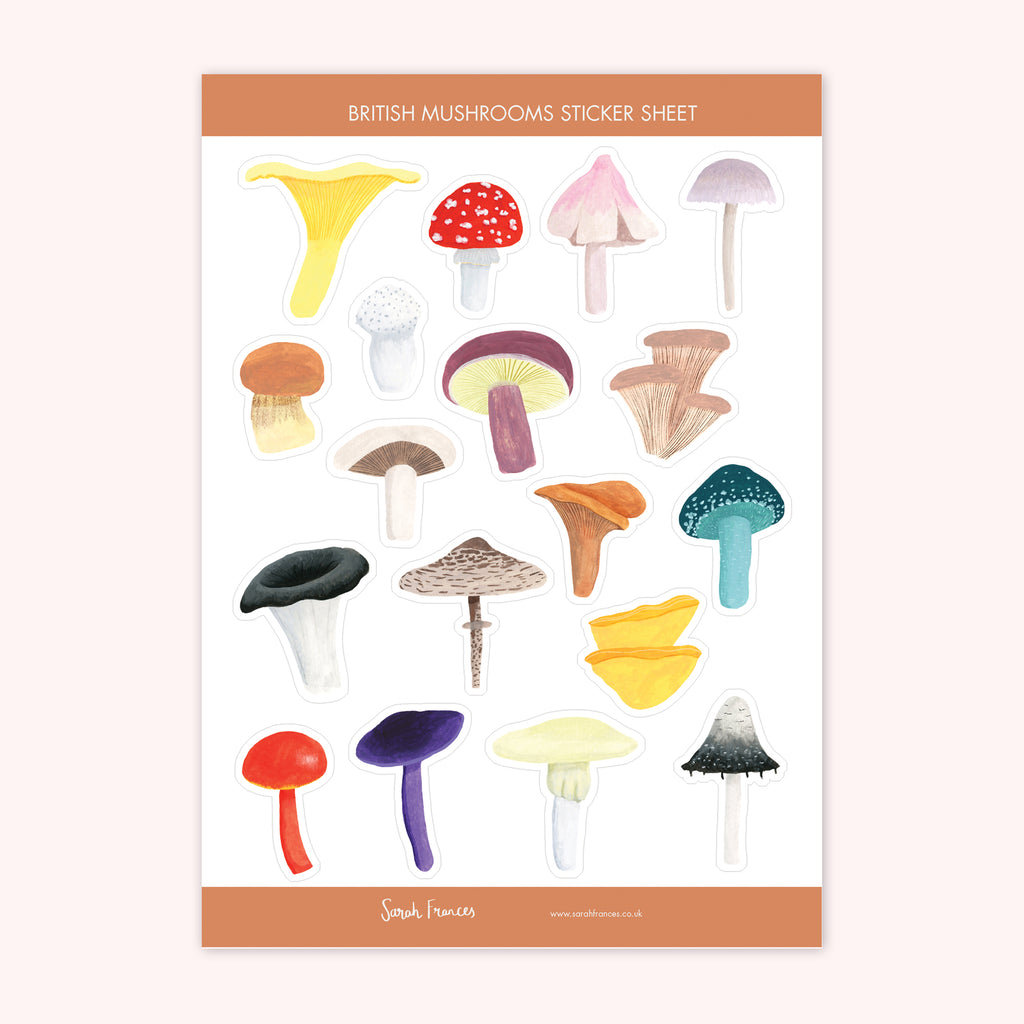 British Mushrooms Stickers - Sarah Frances 