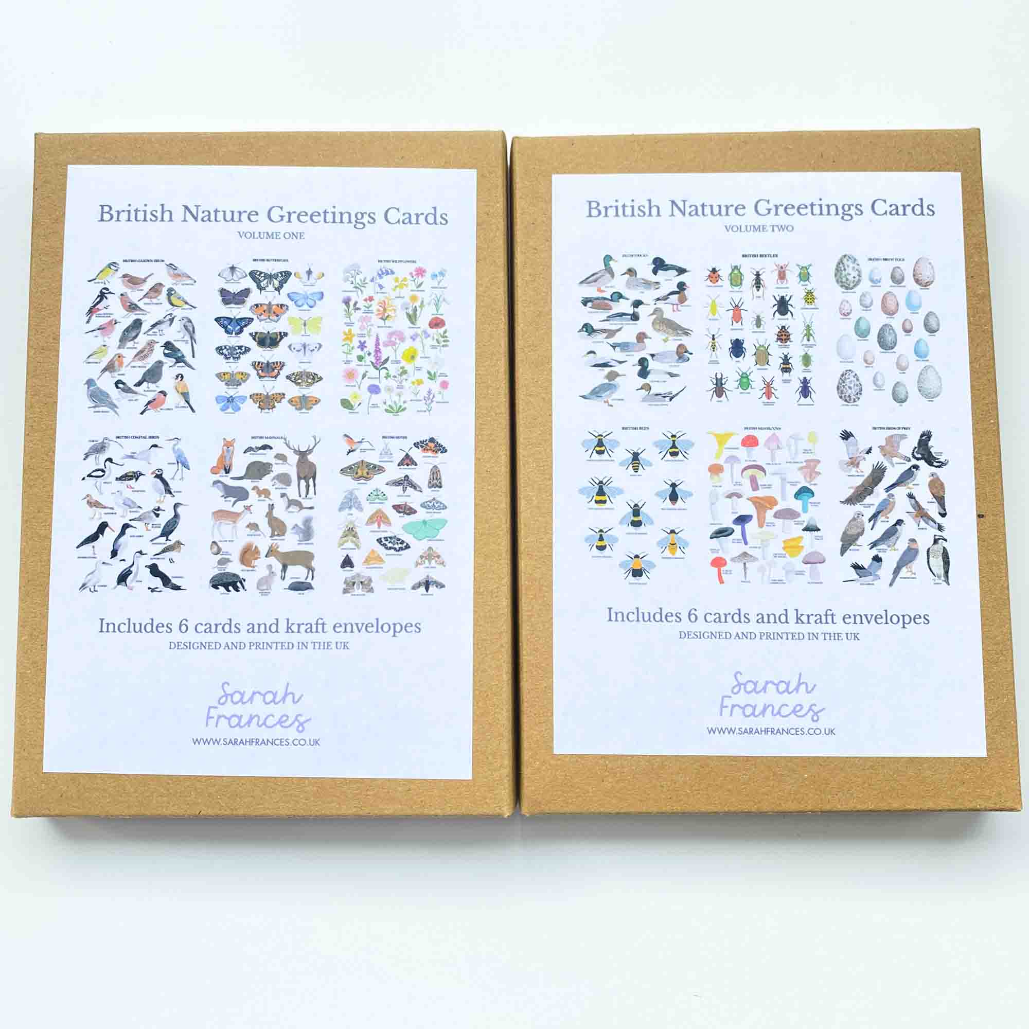 British Nature Greetings Card Packs - Two Volumes - Sarah Frances