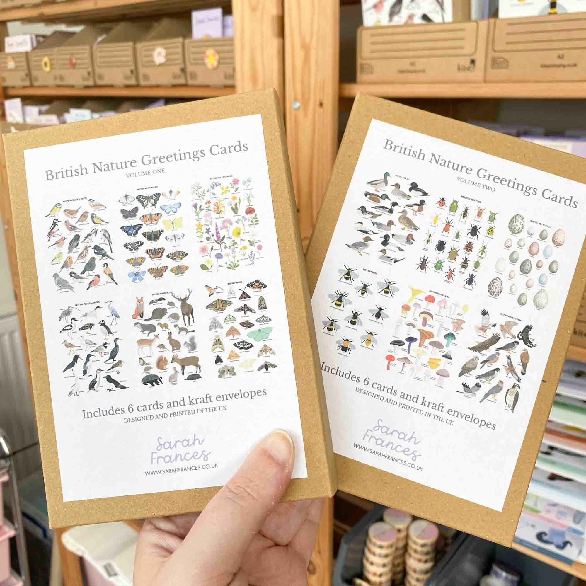 British Nature Greetings Card Packs - Two Volumes - Sarah Frances