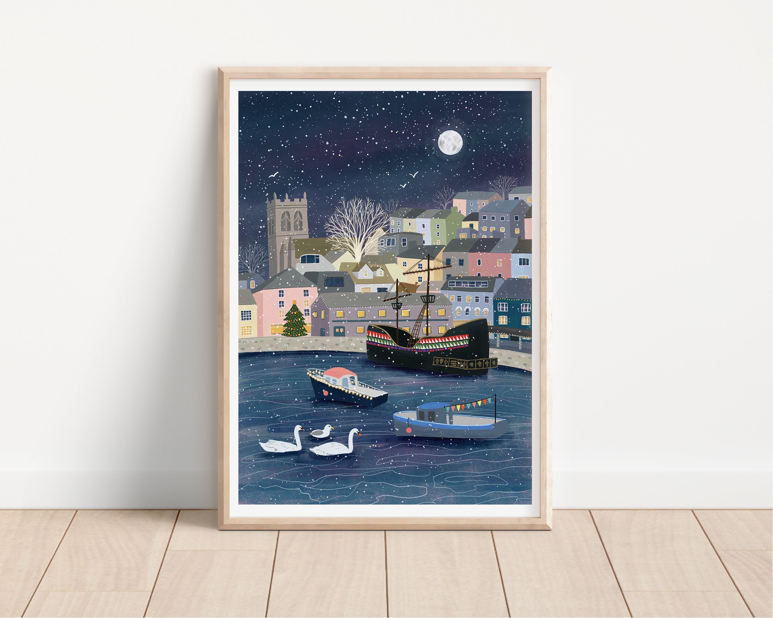 Christmas in Brixham Art Print - Sarah Frances