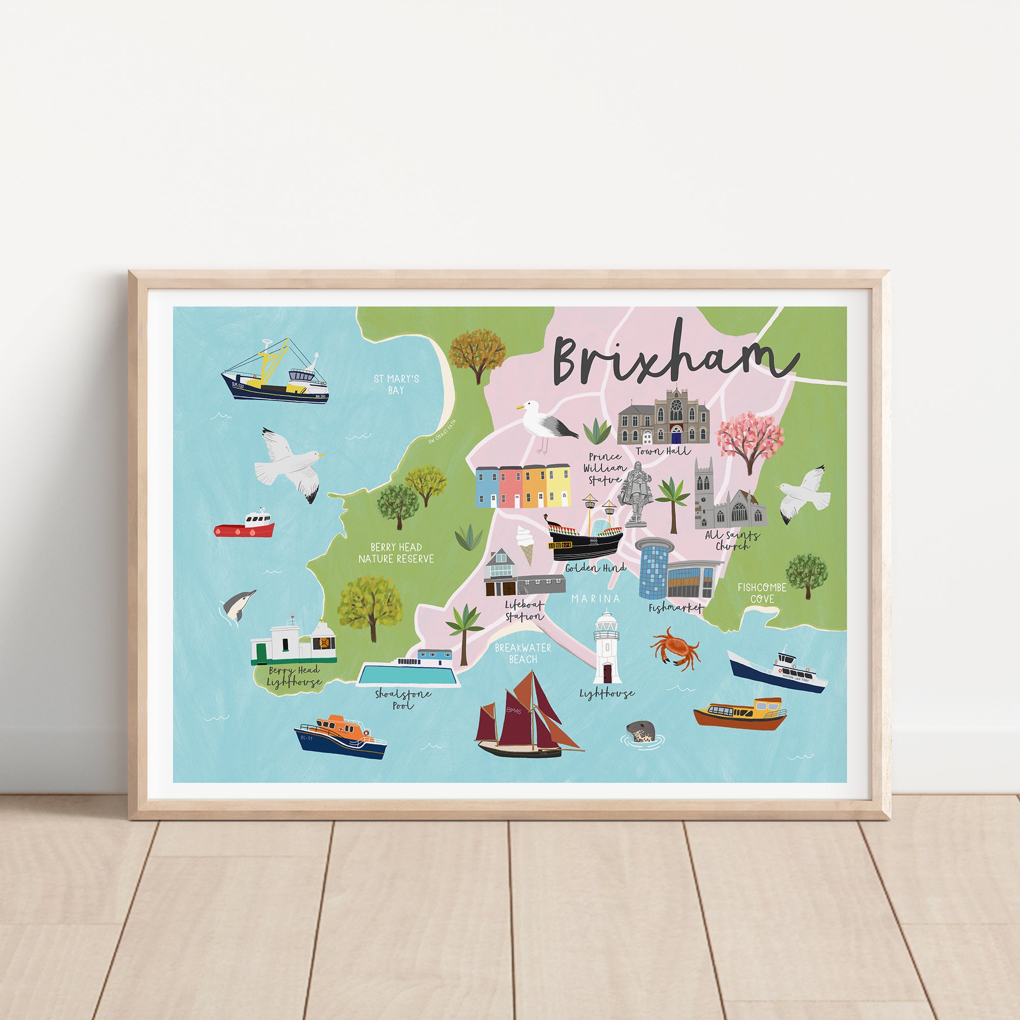 Brixham Map Art Print - Sarah Frances