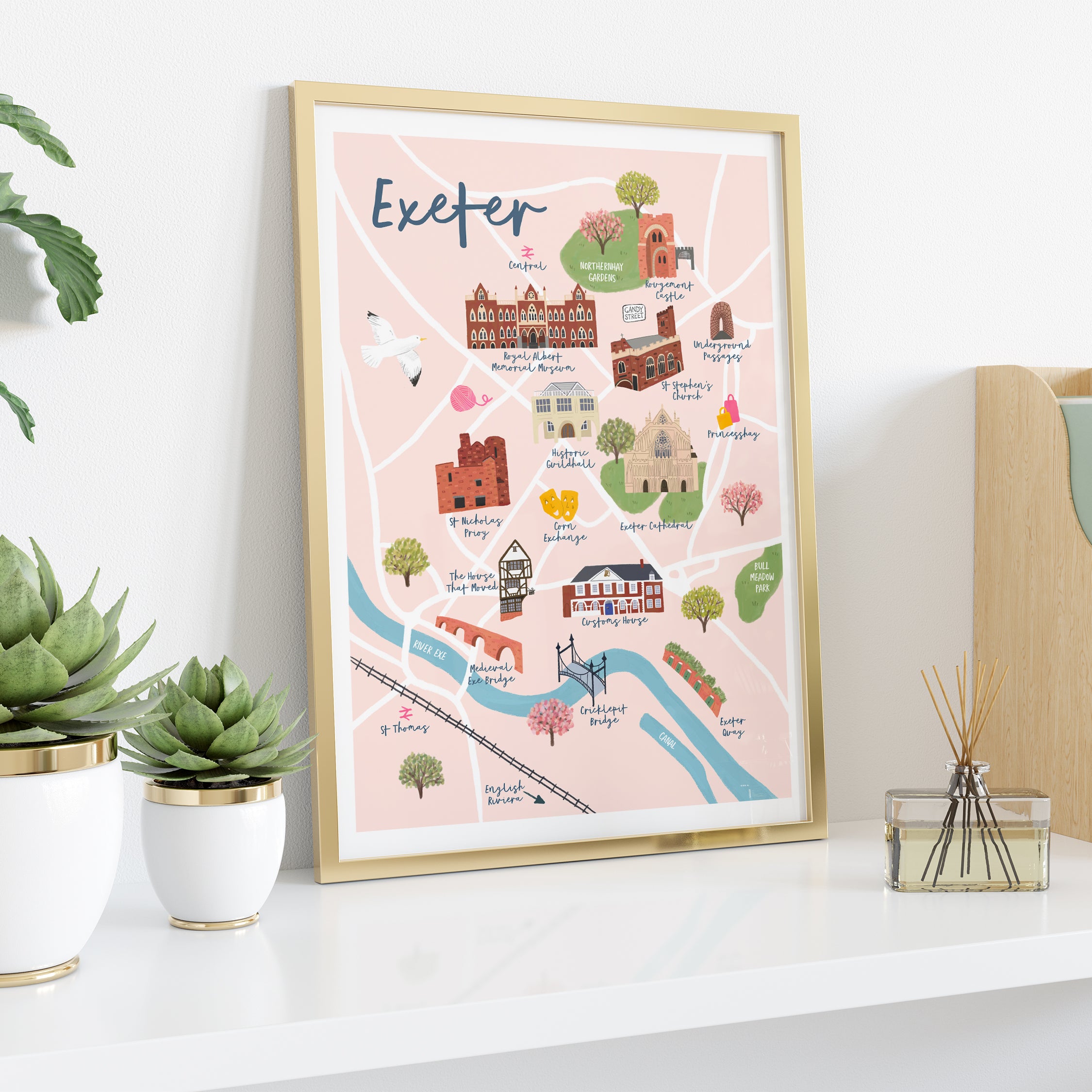 Exeter Map Art Print - Sarah Frances