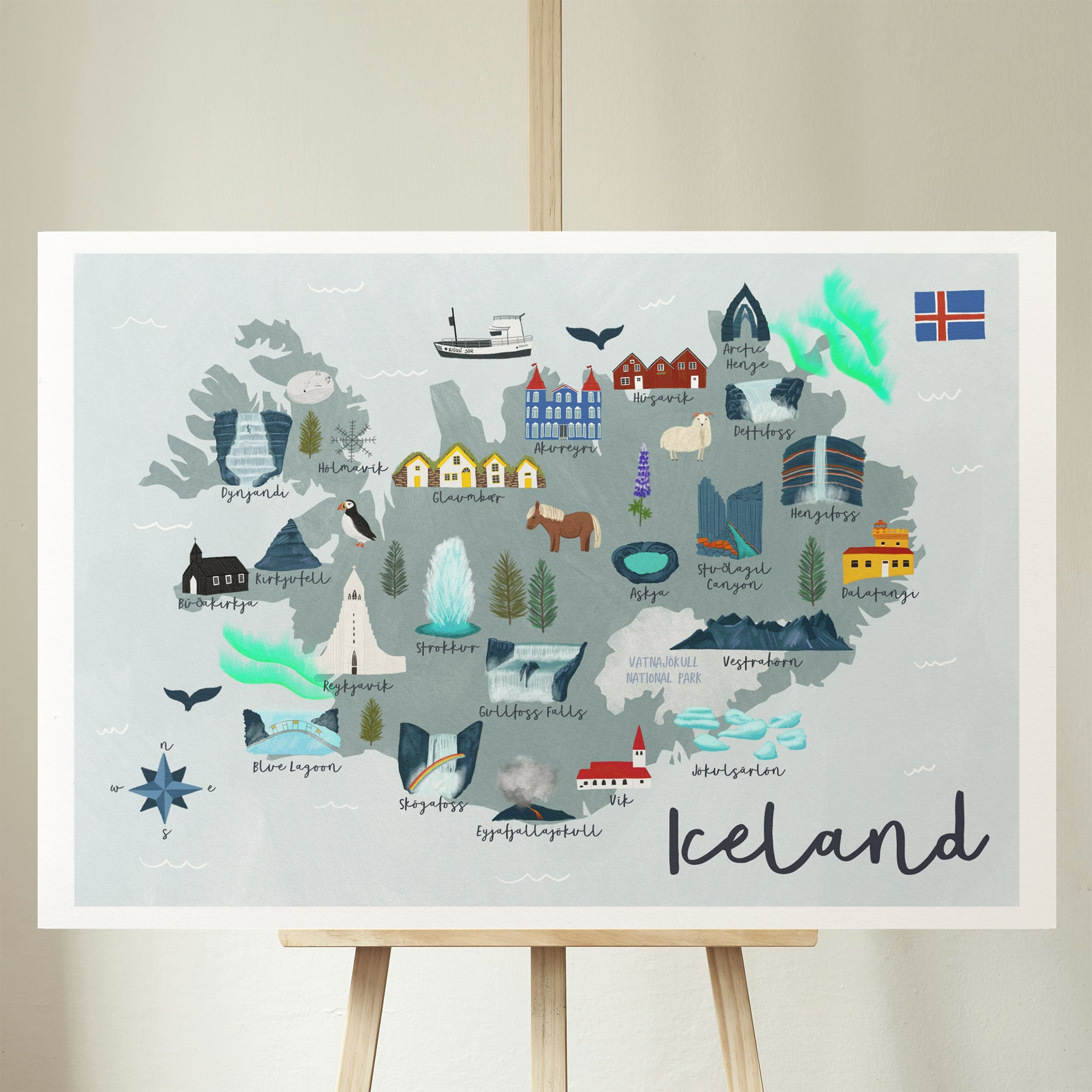 Iceland Map Art Print - Sarah Frances