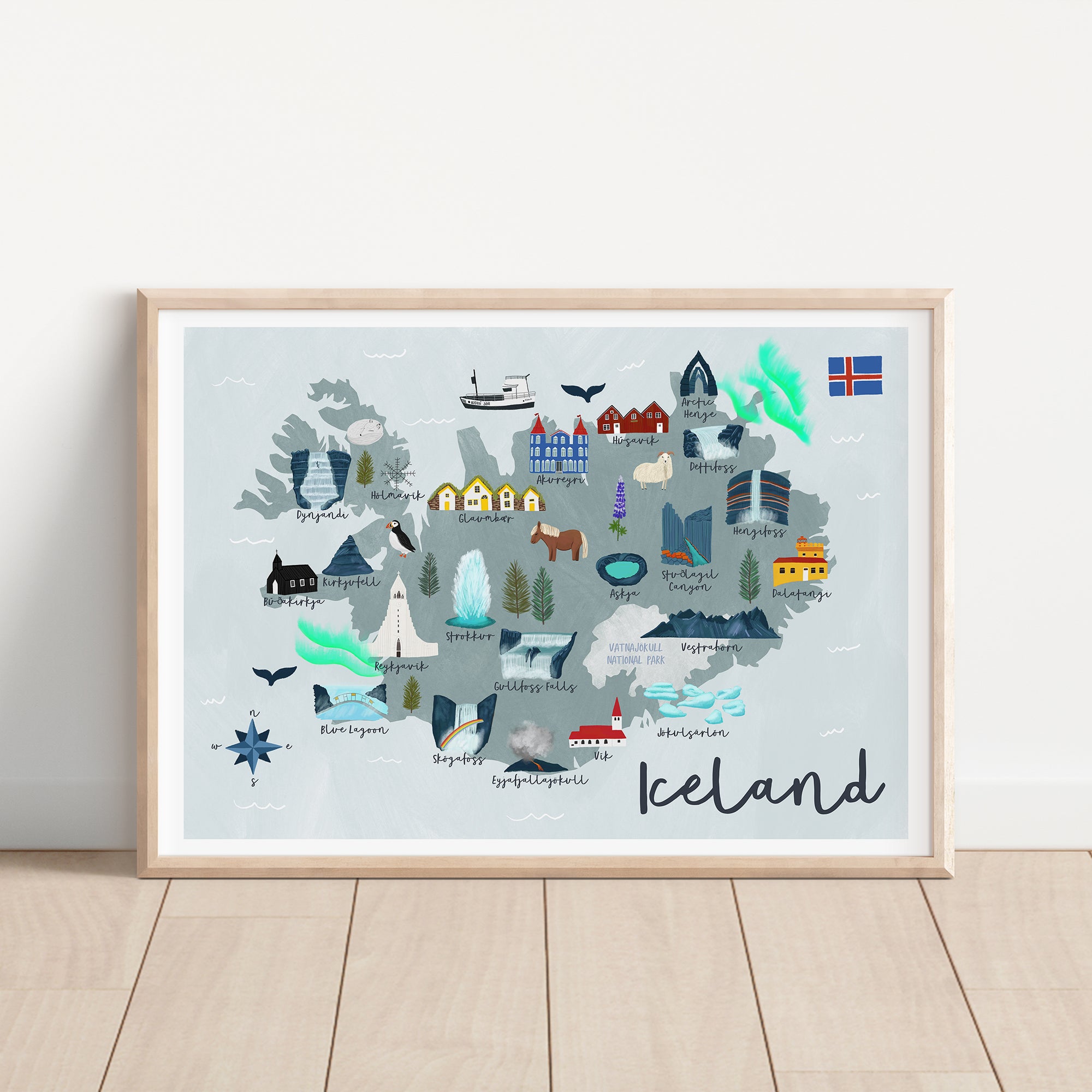 Iceland Map Art Print - Sarah Frances