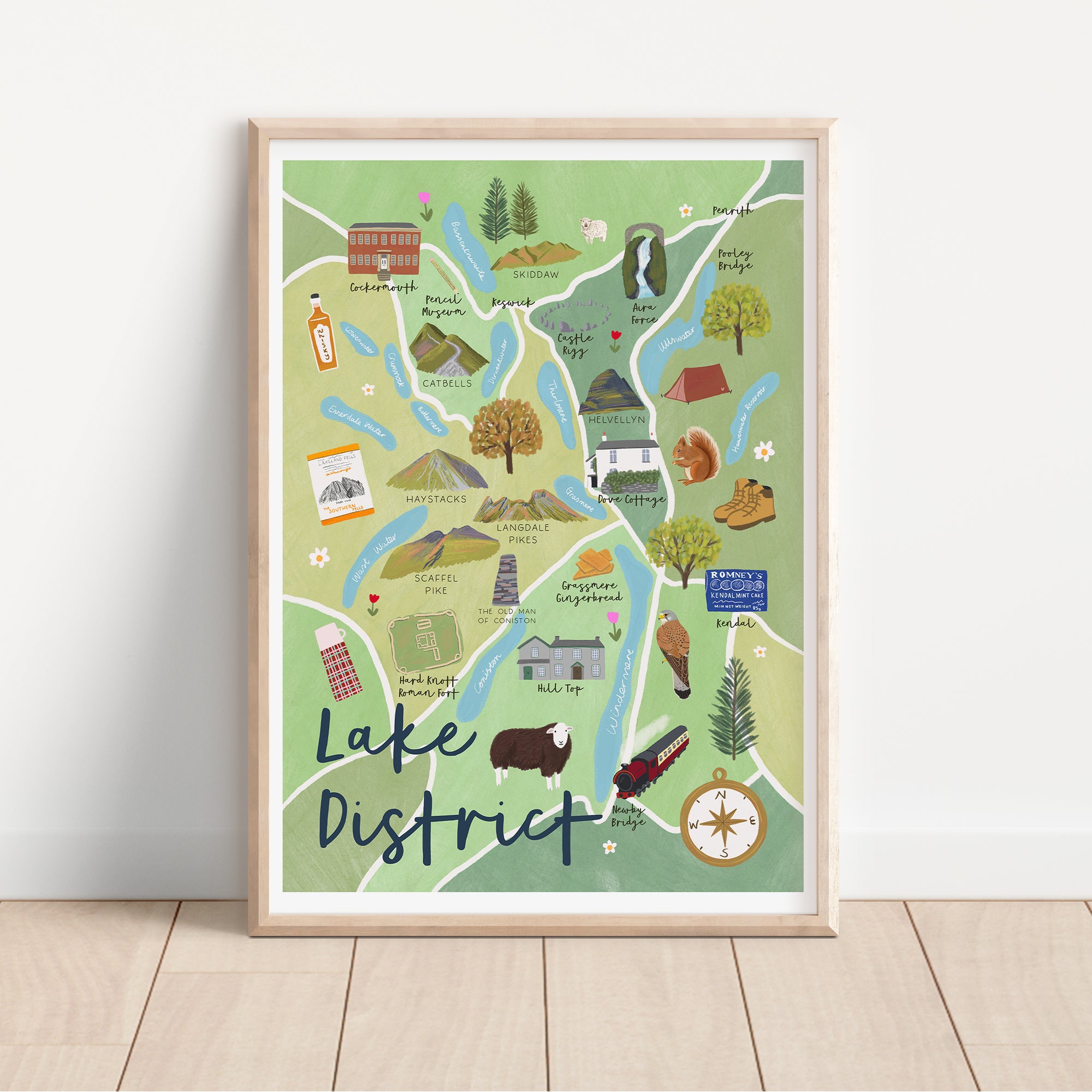 Lake District Map Print - Sarah Frances
