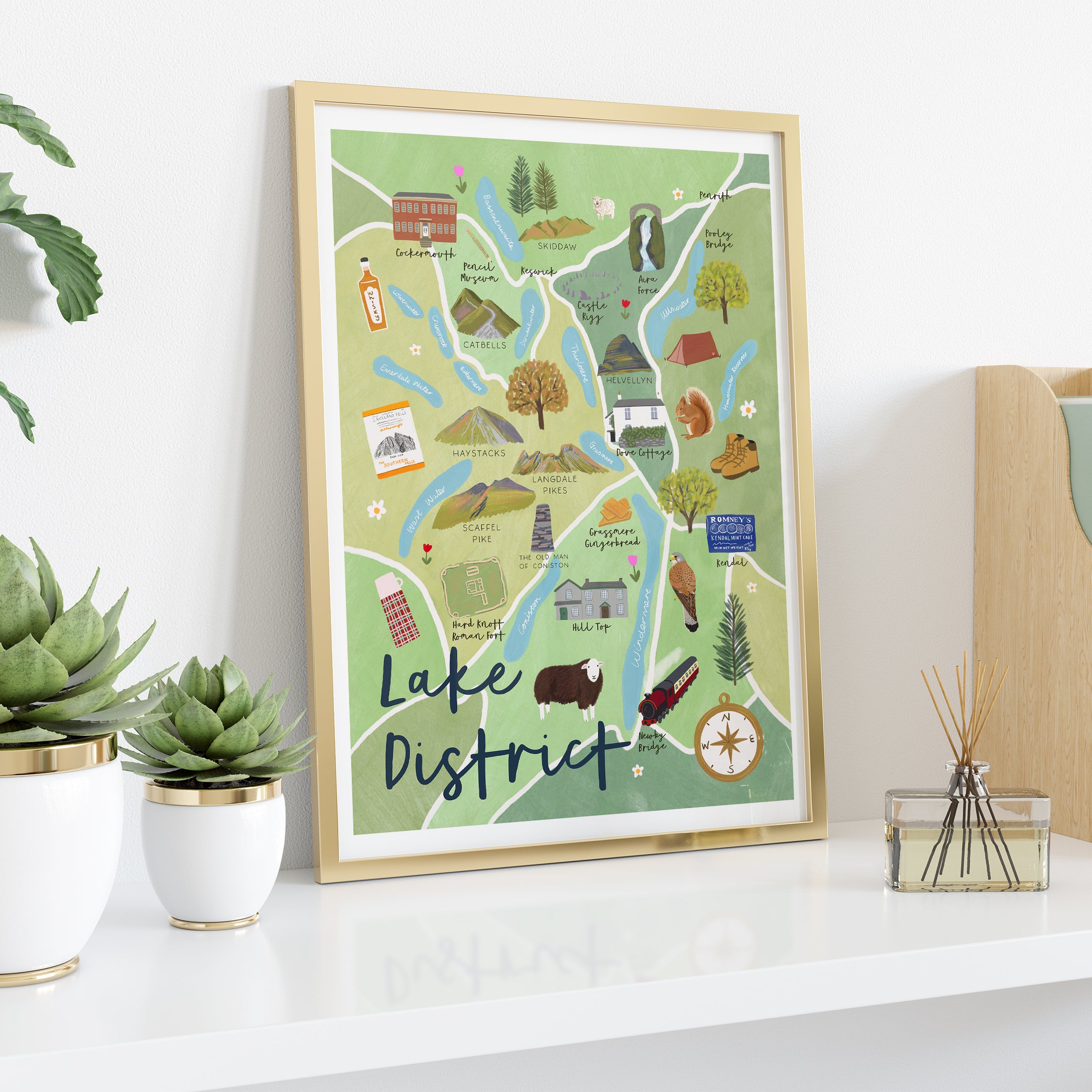 Lake District Map Print - Sarah Frances