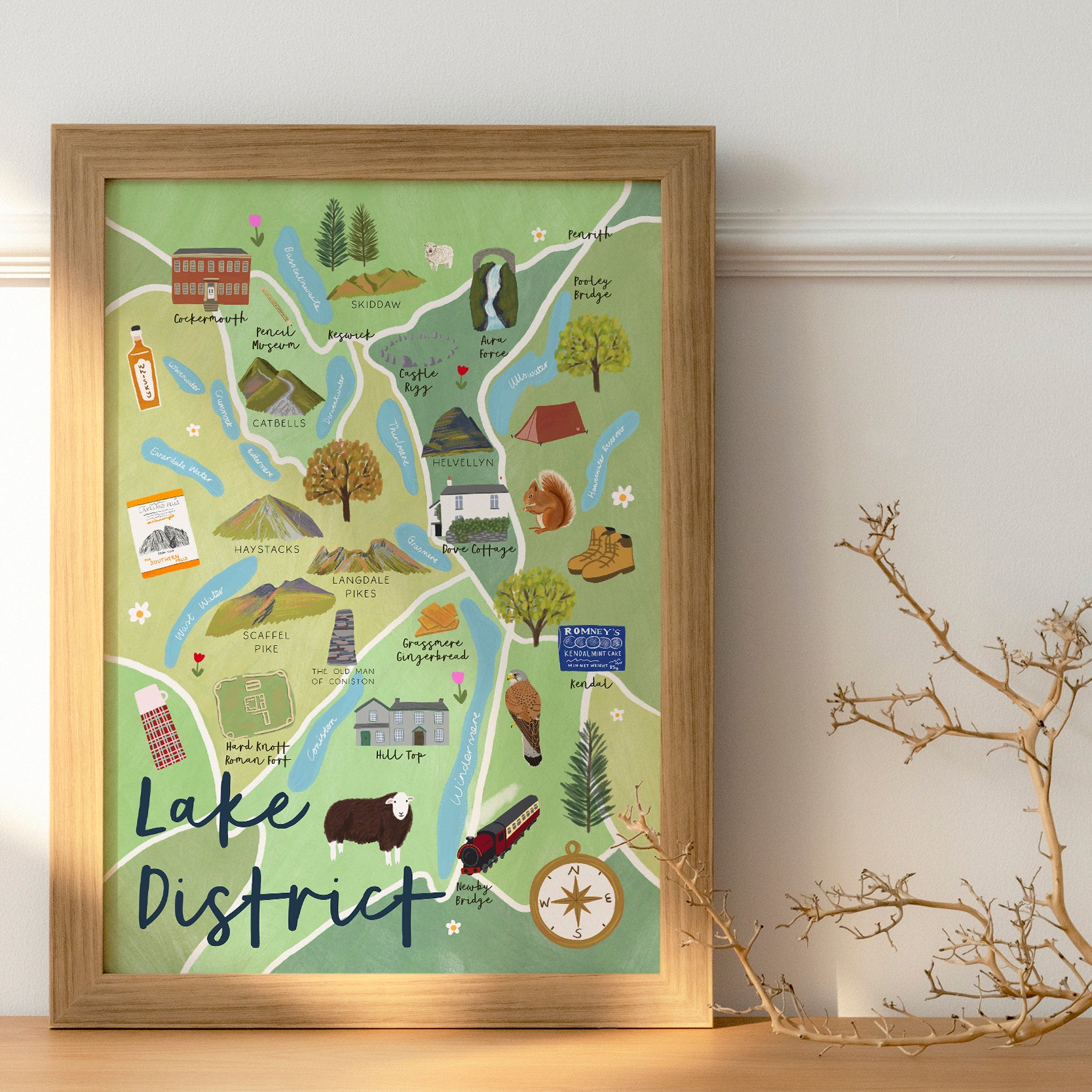 Lake District Map Print - Sarah Frances