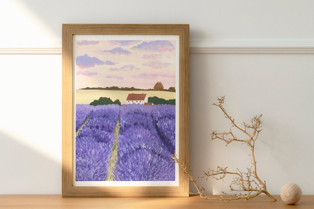Lavender Cottage Art Print - Sarah Frances 