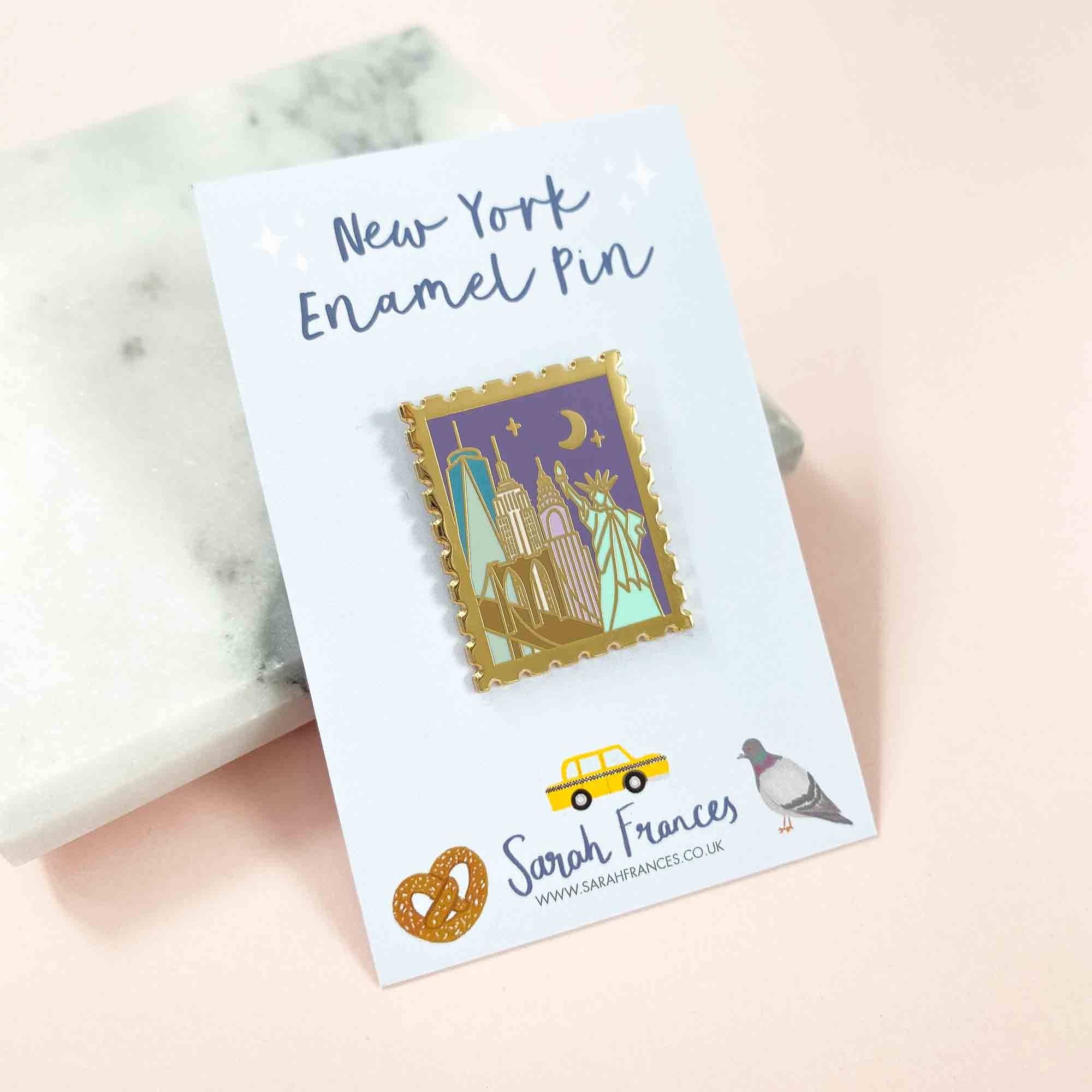 New York Stamp Enamel Pin - Sarah Frances