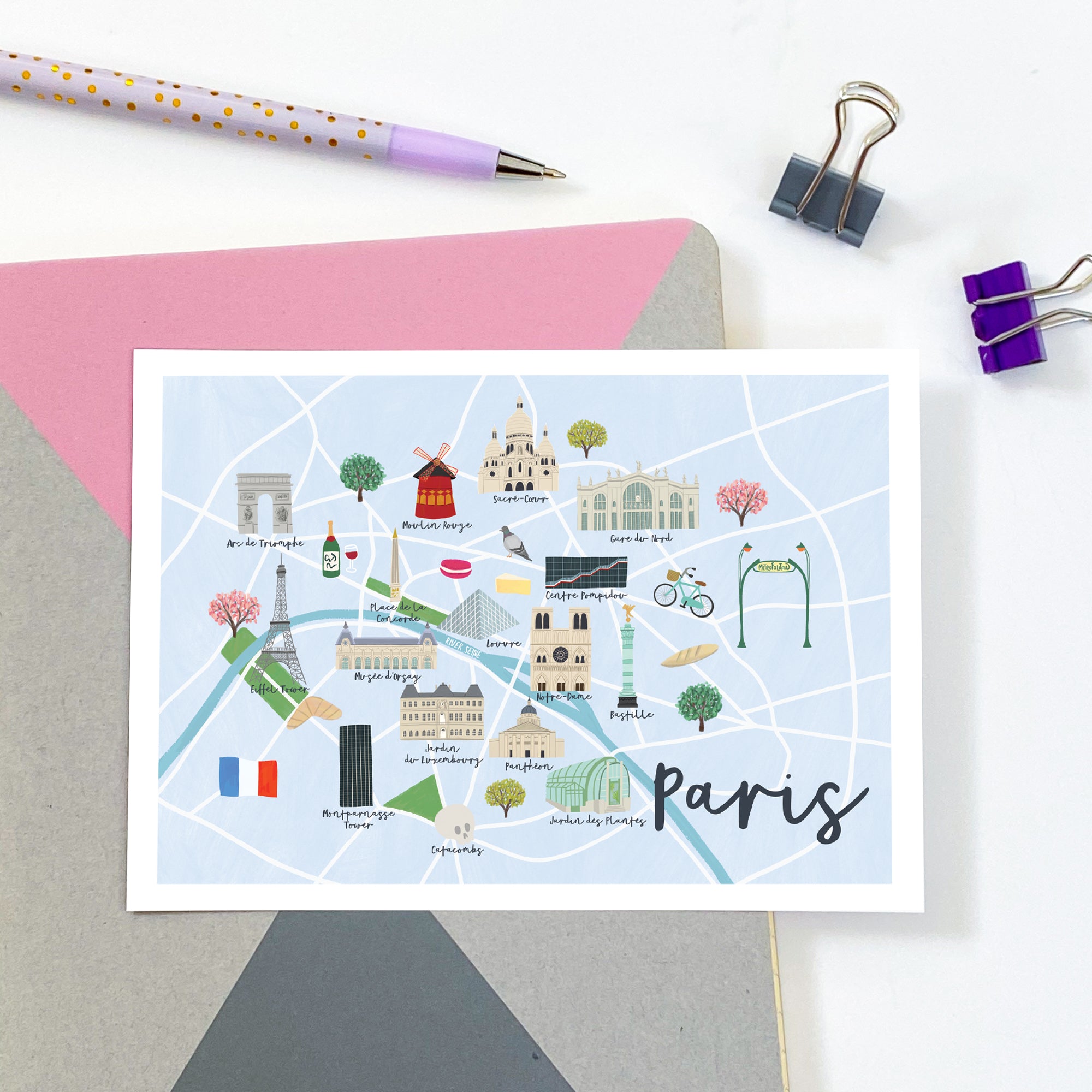 Paris Map Postcard - Sarah Frances