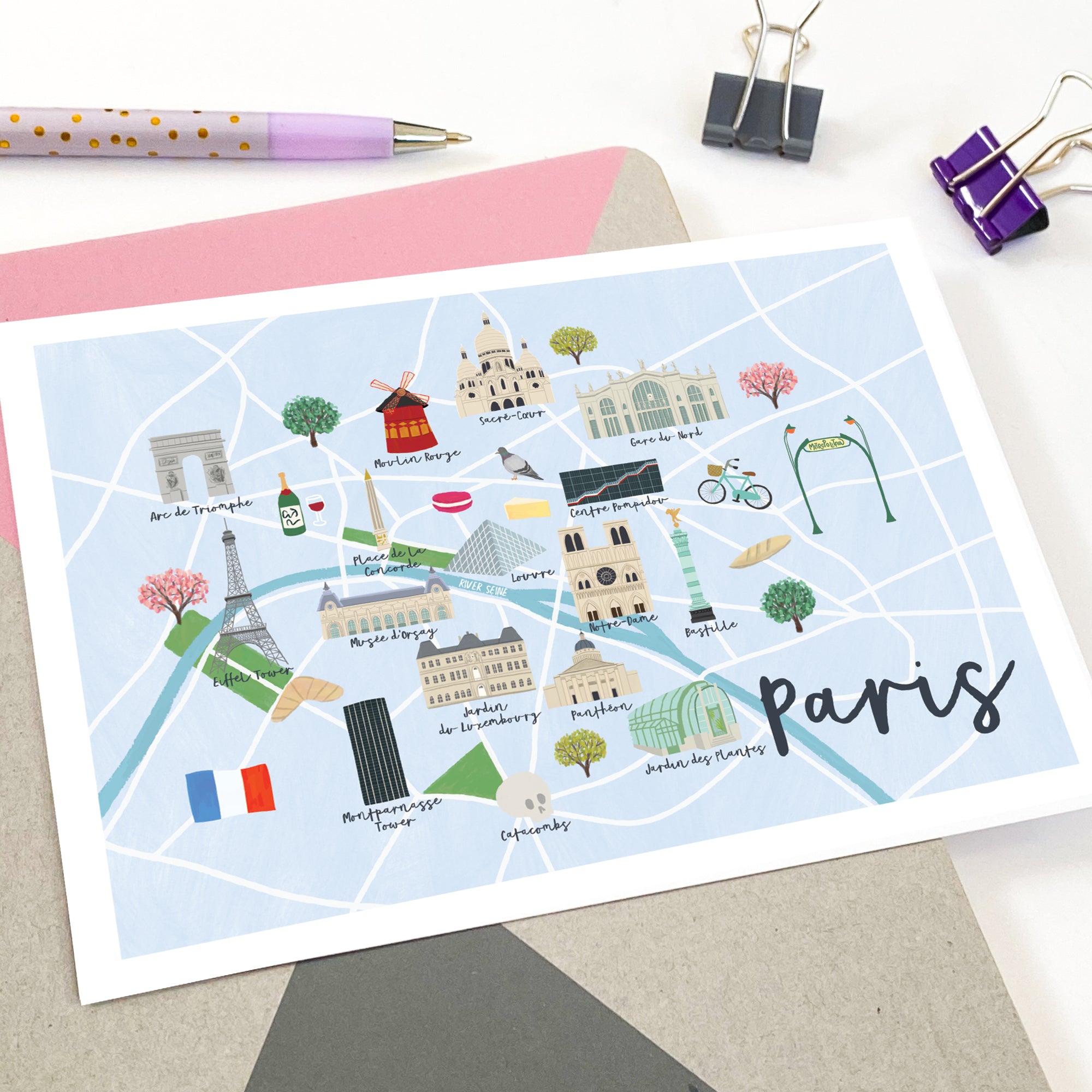 Paris Map Postcard - Sarah Frances