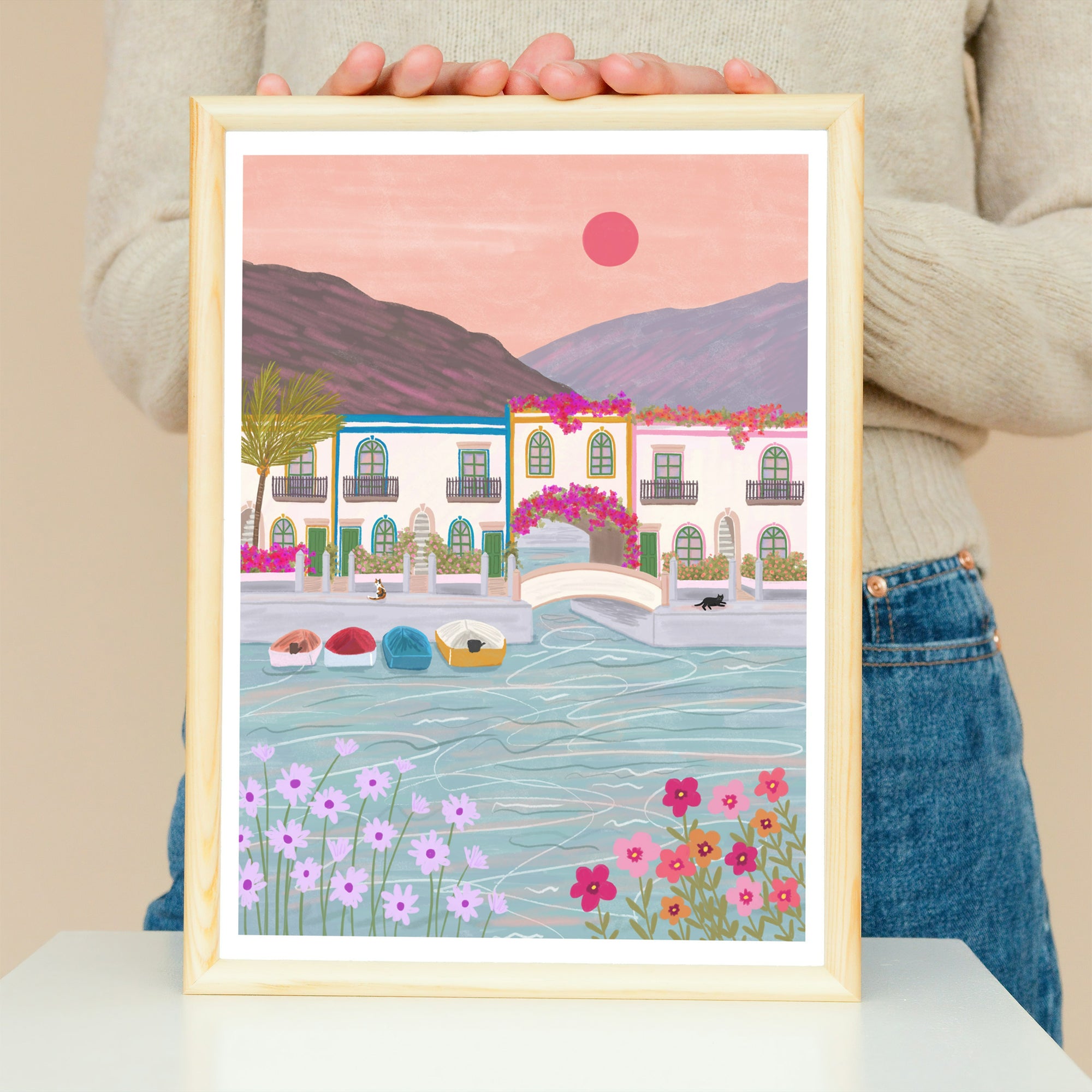 Puerto de Mogán, Gran Canaria Art Print - Sarah Frances