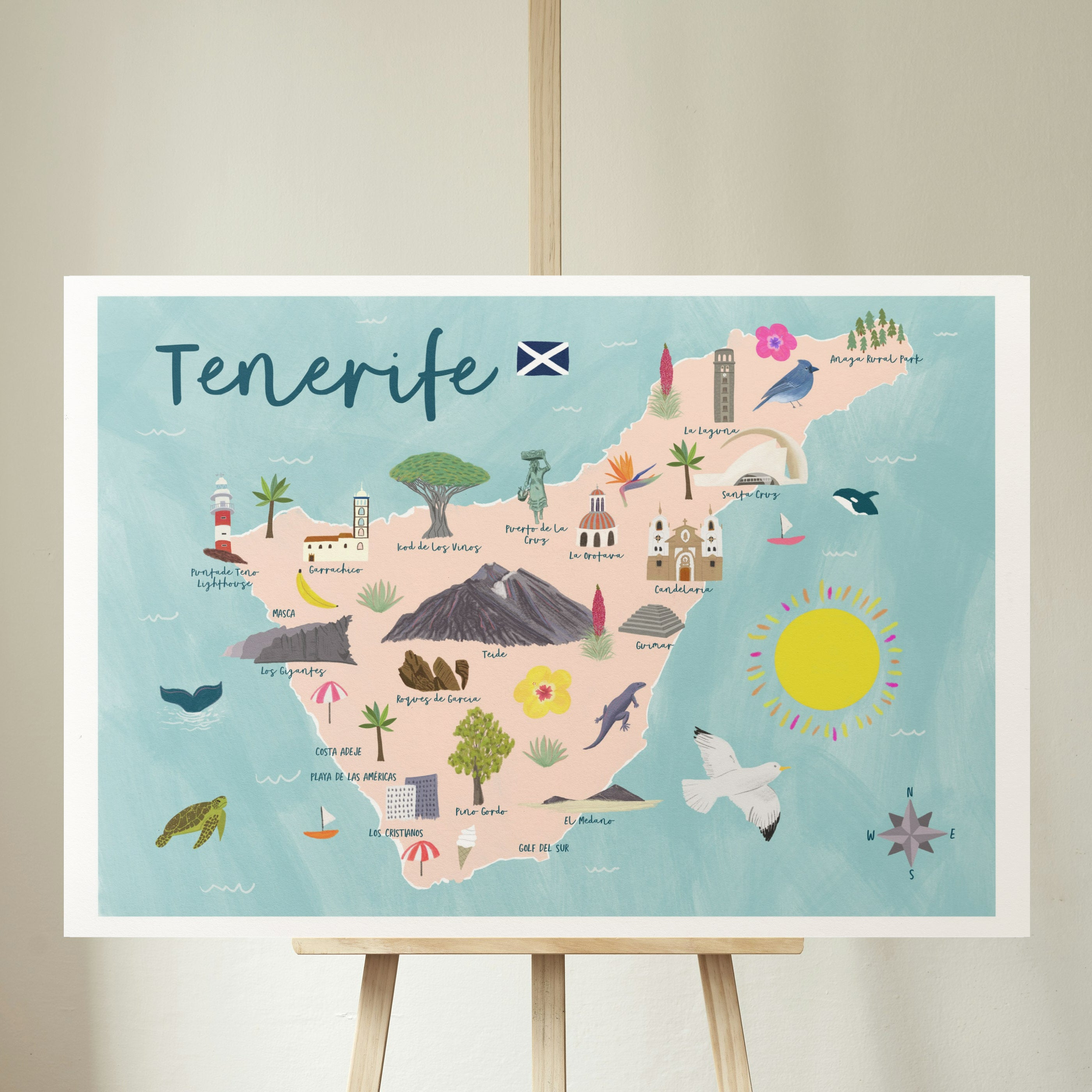 Tenerife Map Art Print - Sarah Frances