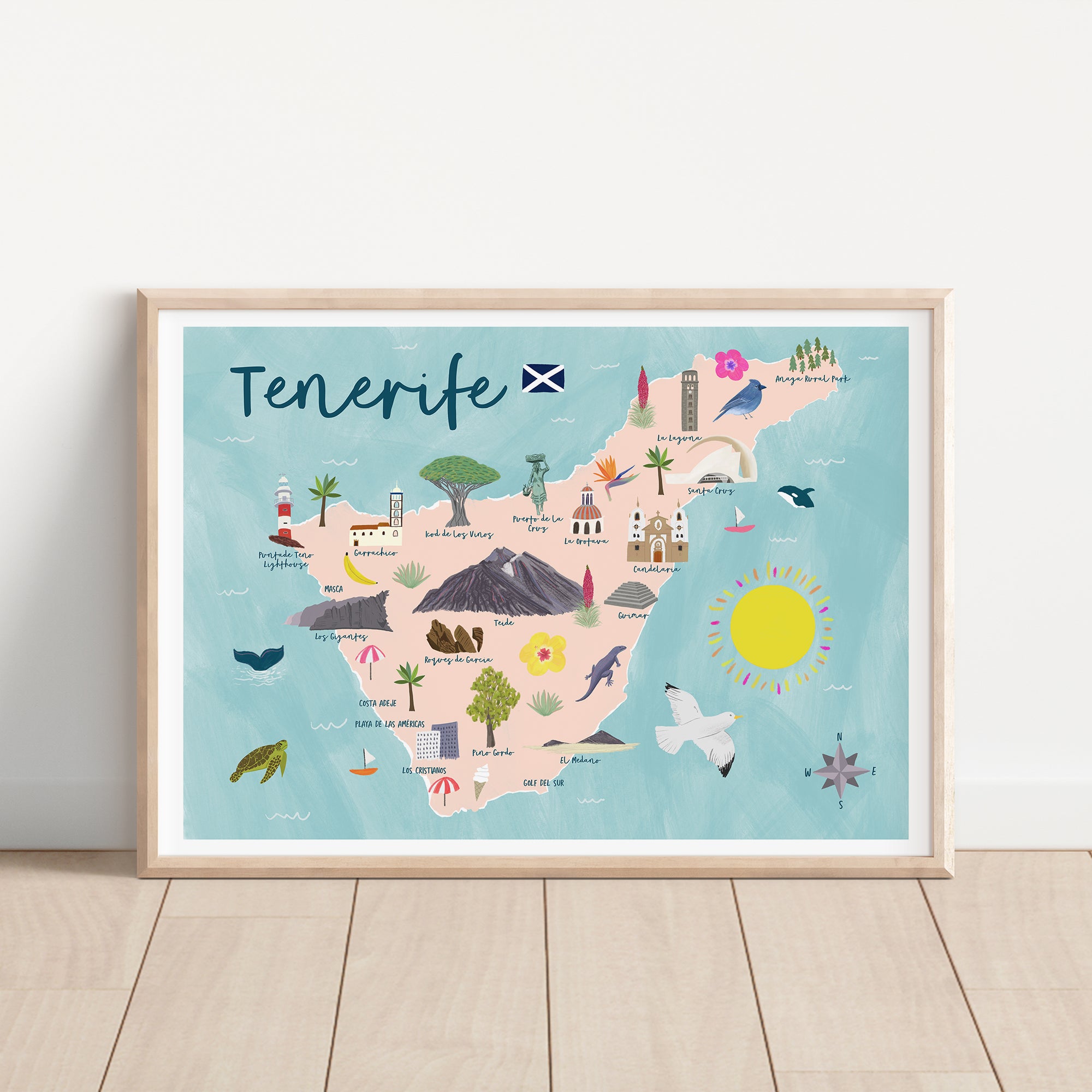 Tenerife Map Art Print - Sarah Frances