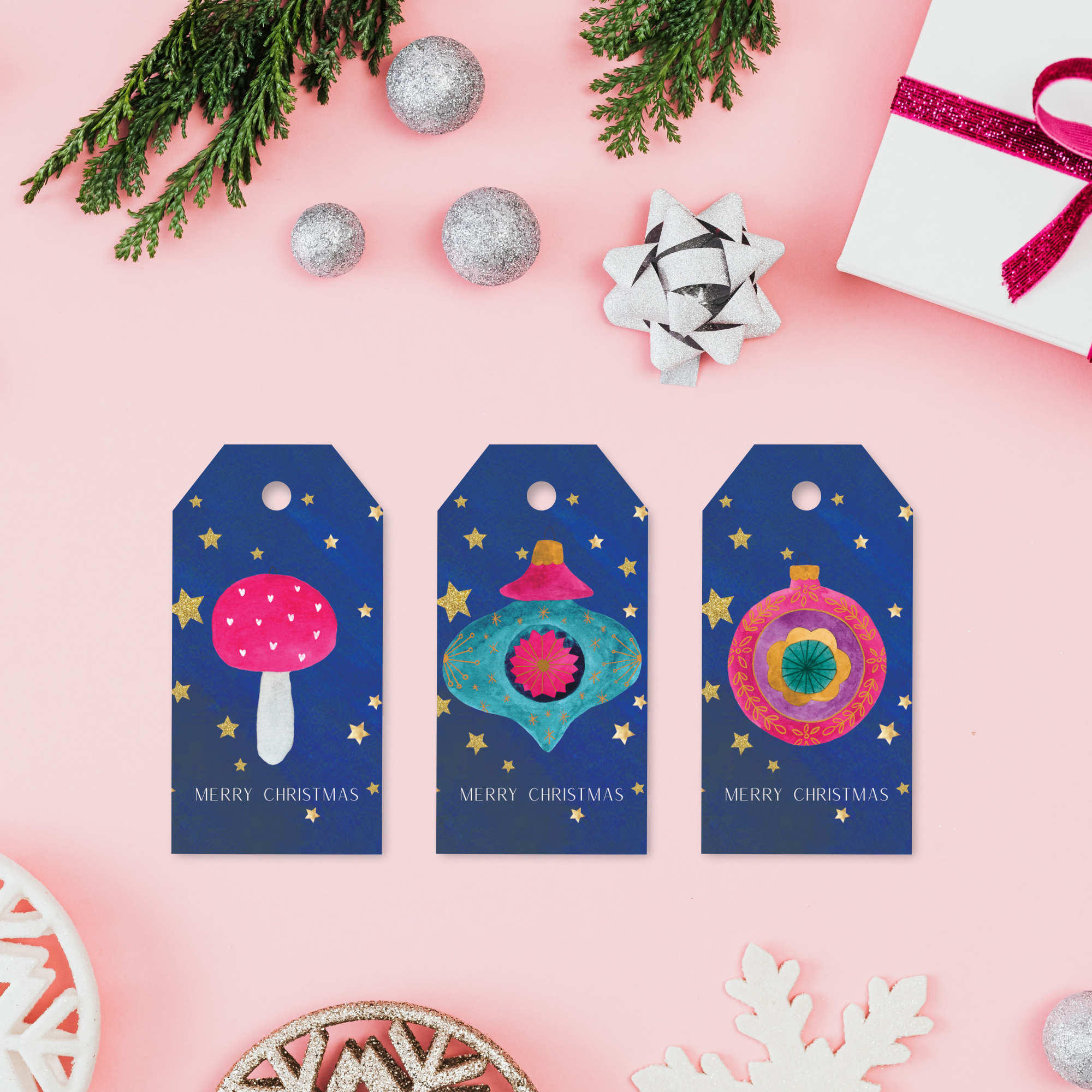 Christmas Vintage Baubles Gift Tags - Pack of 3 - Sarah Frances