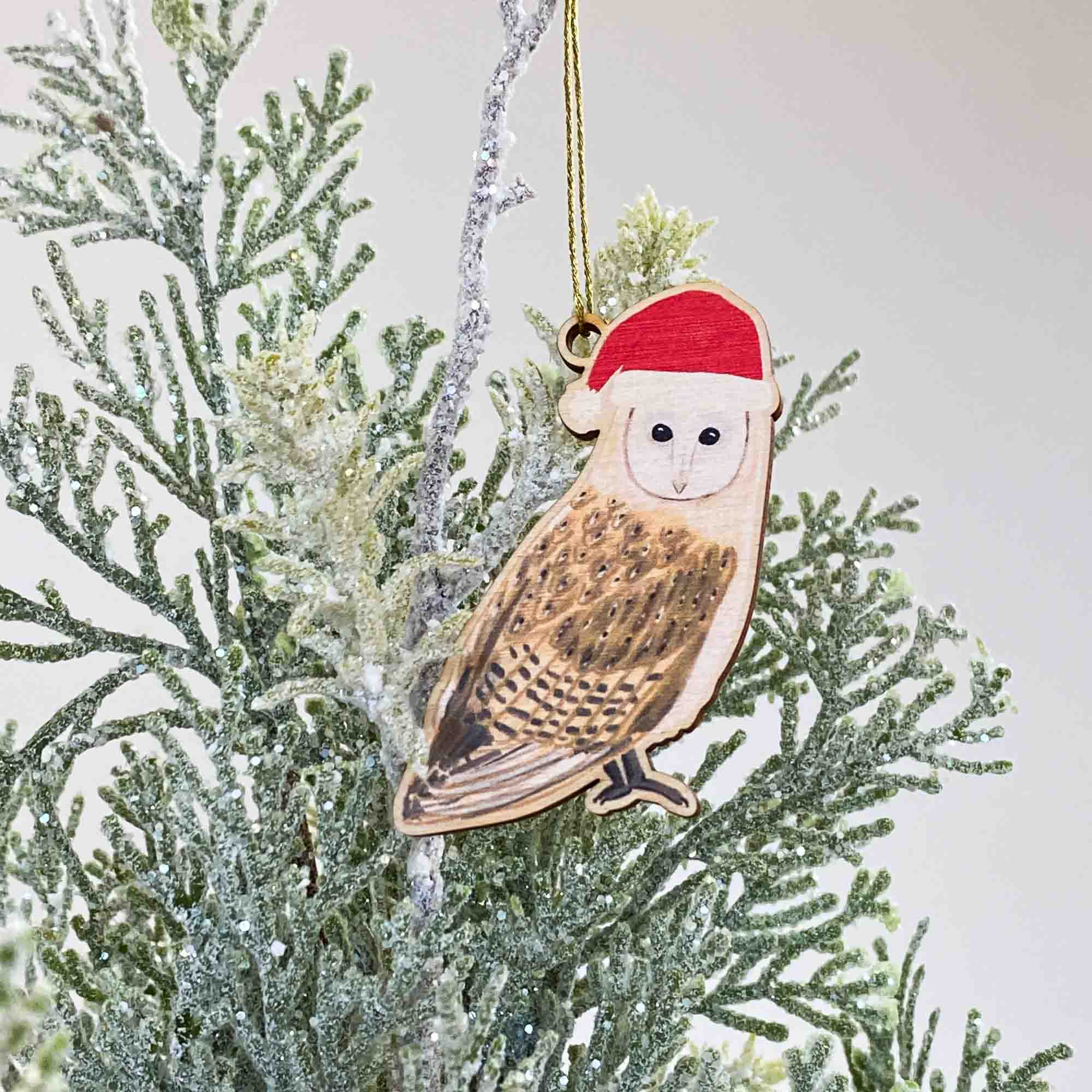 Wooden Christmas Barn Owl Decoration - Sarah Frances