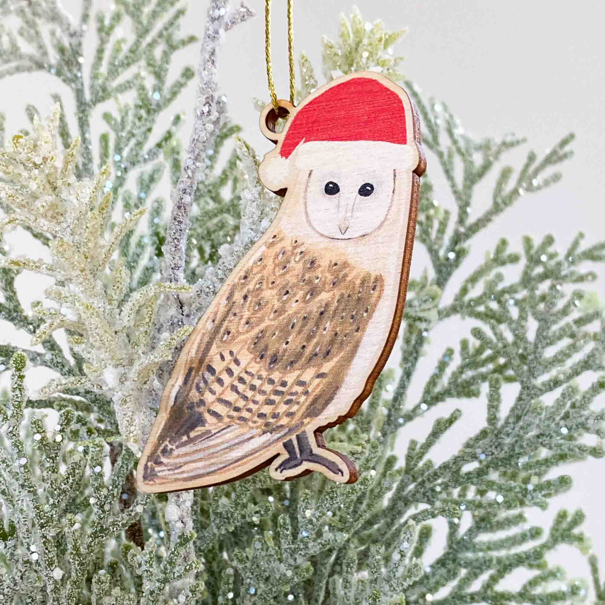 Wooden Christmas Barn Owl Decoration - Sarah Frances