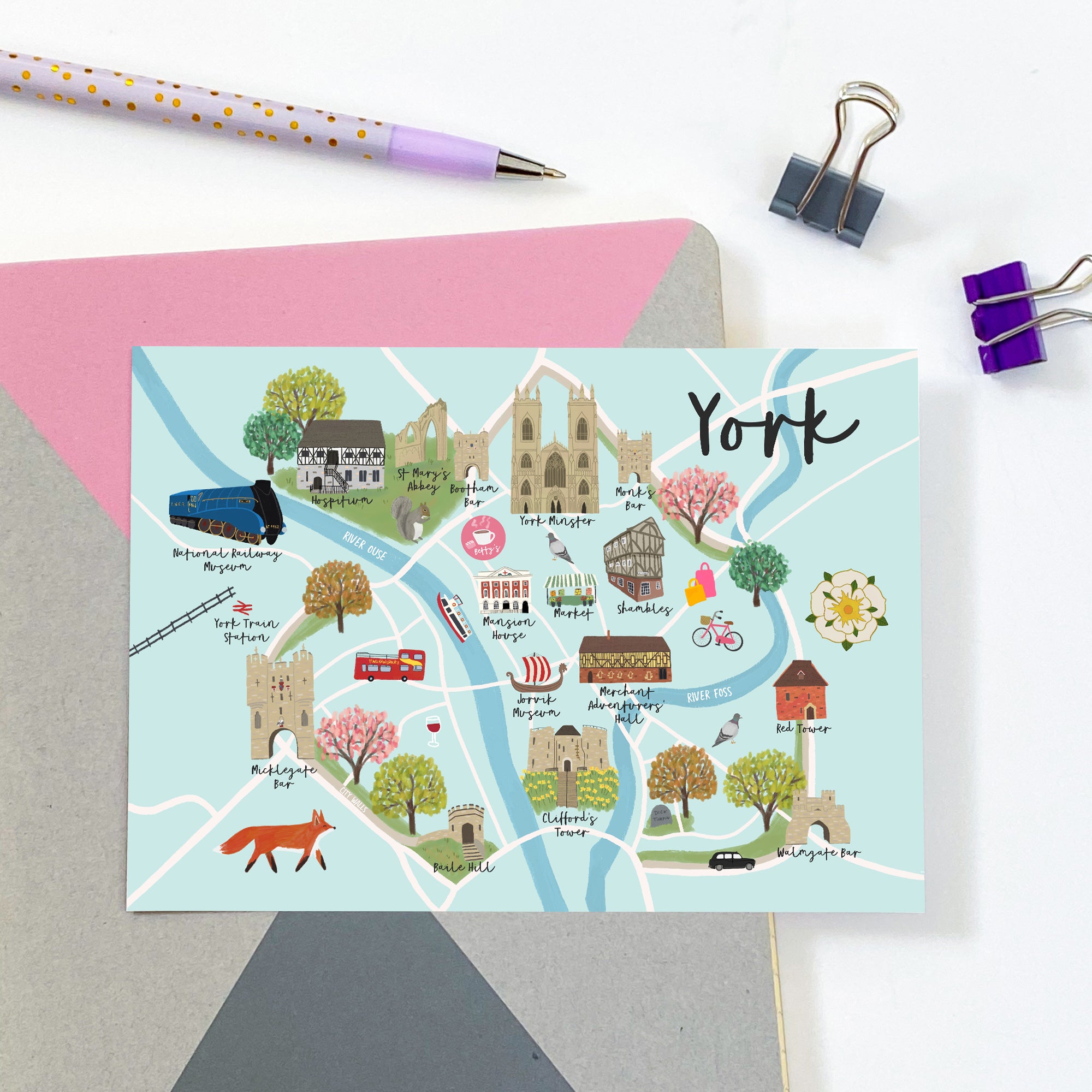 York Map Postcard - Sarah Frances
