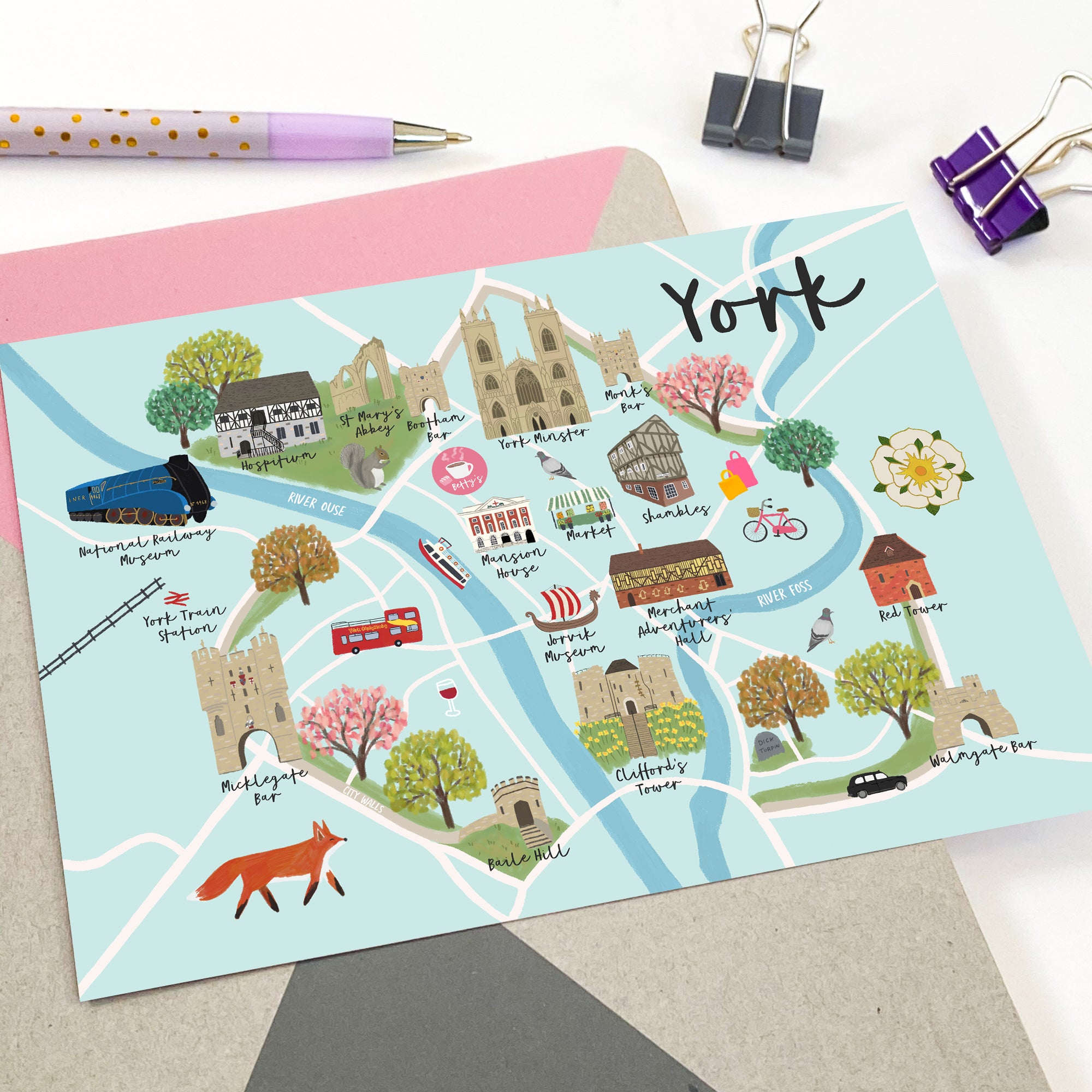 York Map Postcard - Sarah Frances