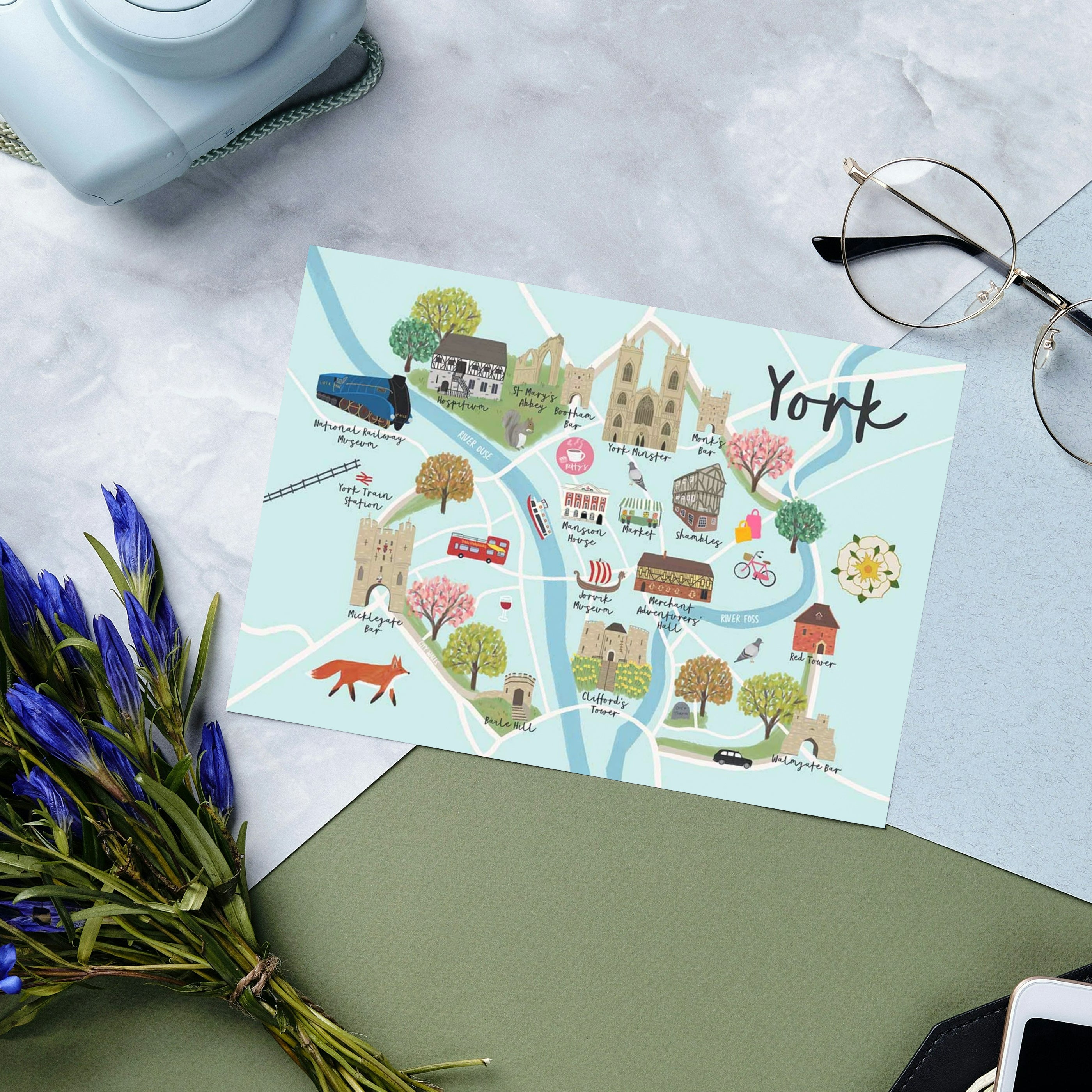 York Map Postcard - Sarah Frances