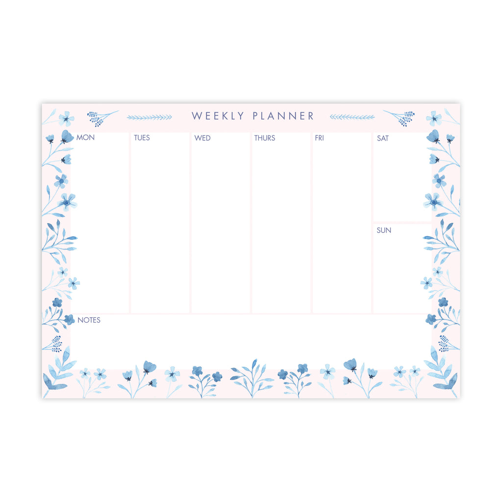 Blue Blooms A5 Notepad - Sarah Frances 