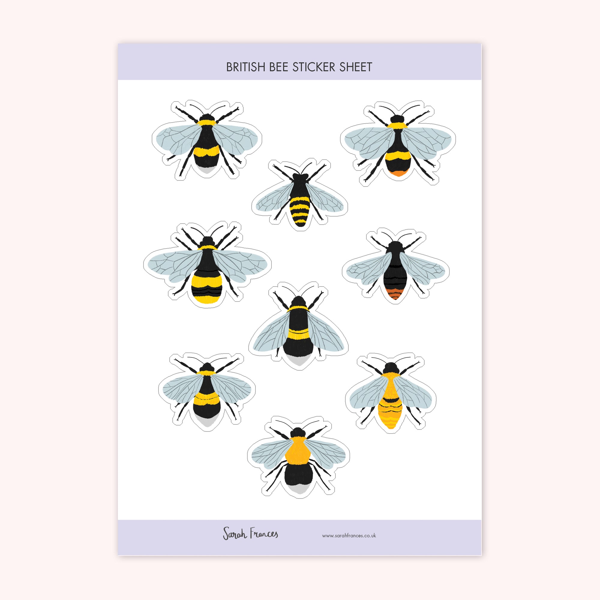 British Bee Stickers - Sarah Frances