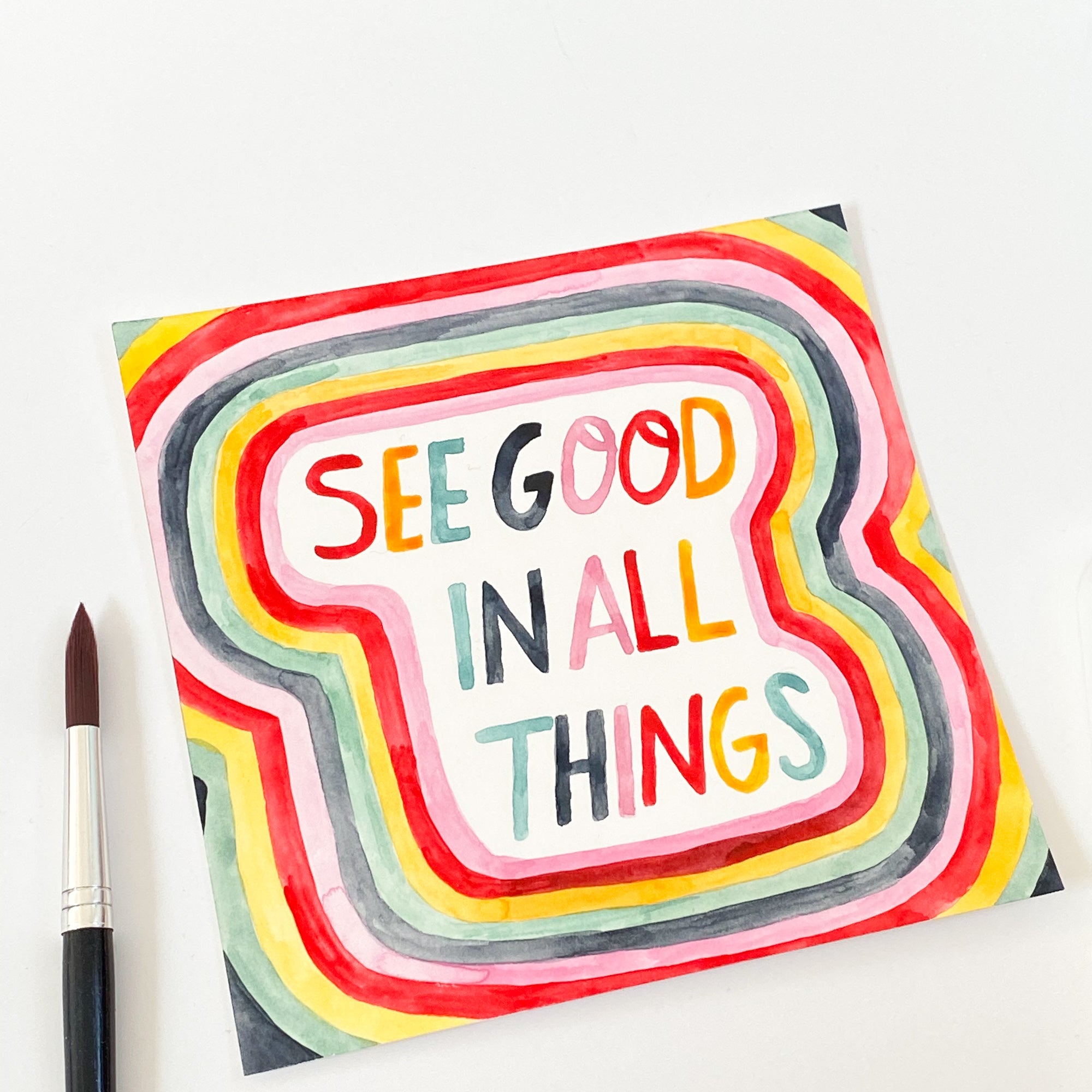 See Good In All Things - Original 15x15cm Watercolour Painting - By Sarah Frances - Sarah Frances