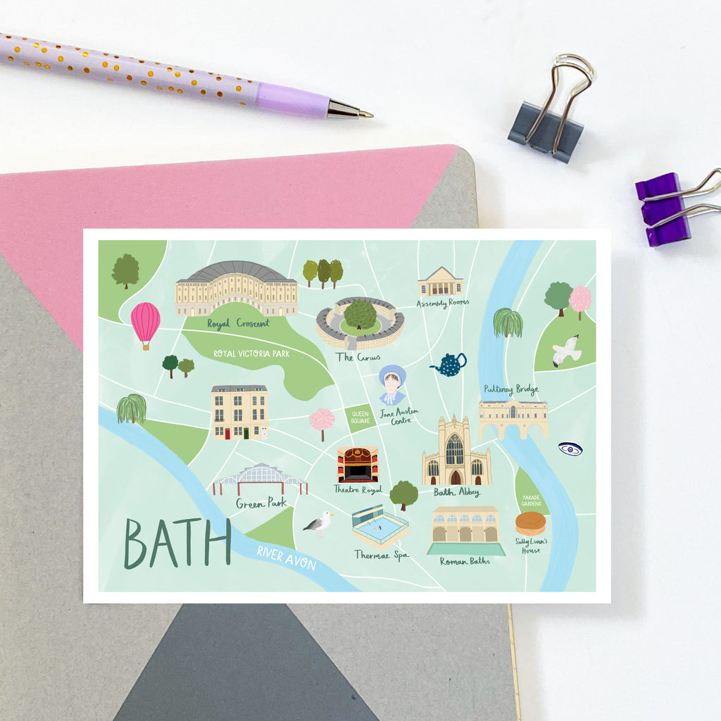 Bath Map Postcard - Sarah Frances 