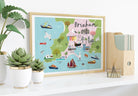 Brixham Map Art Print - Sarah Frances 