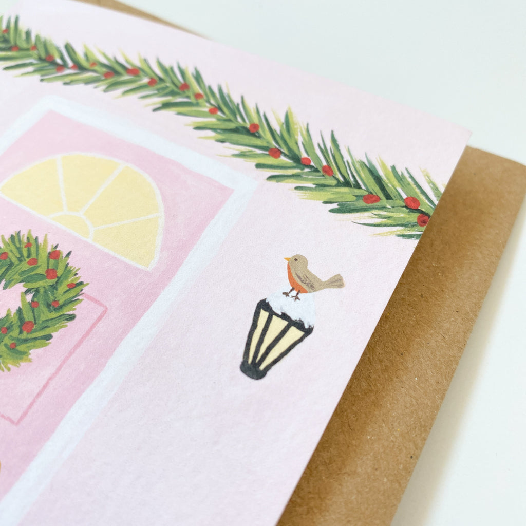 Pink Christmas Door Card - Sarah Frances 