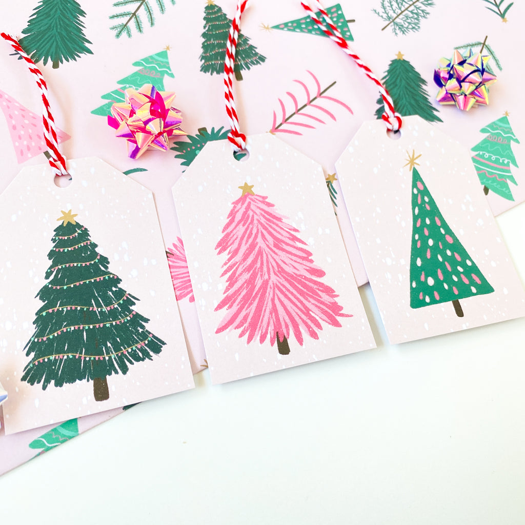 Christmas Trees Pink Wrapping Paper - Sarah Frances 