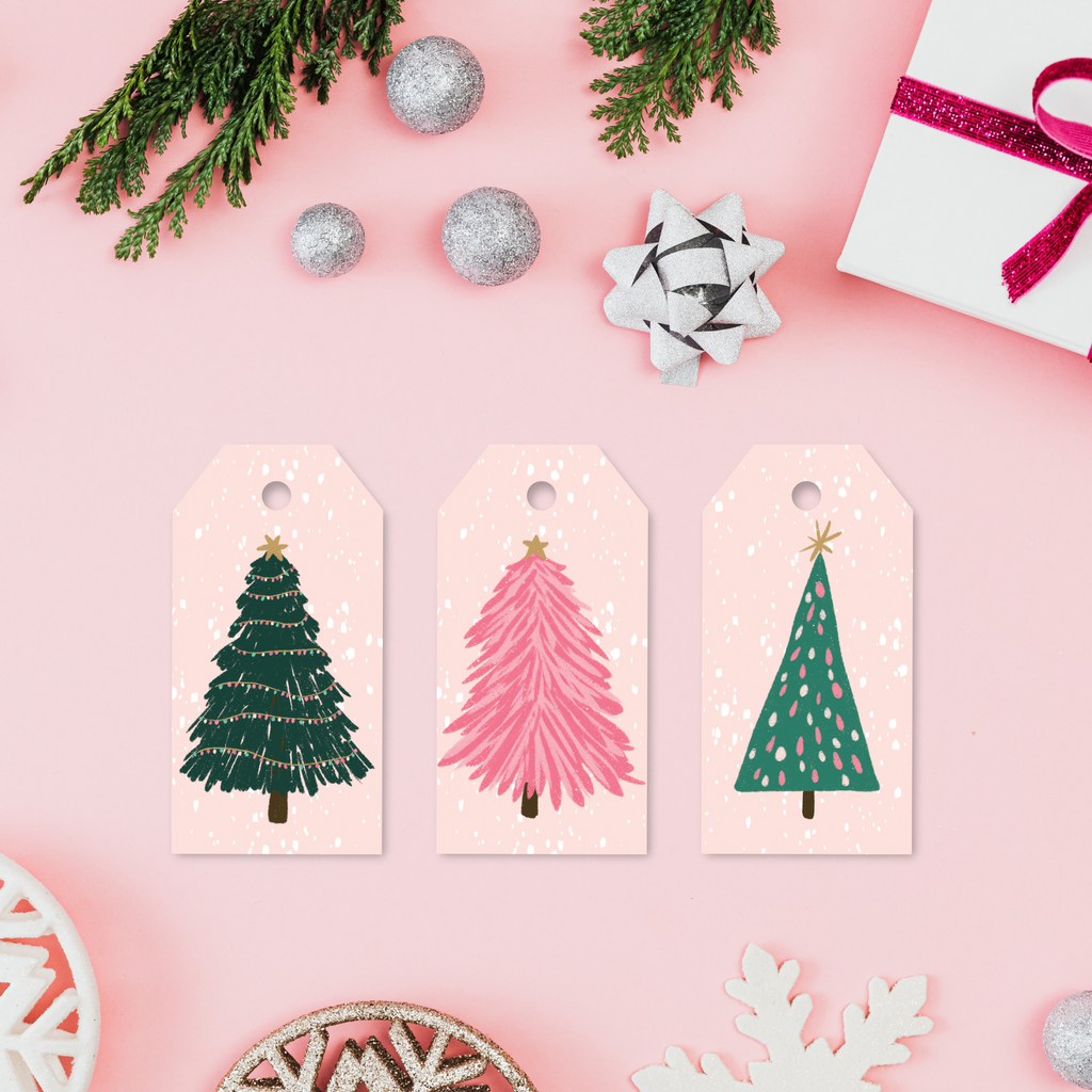Pink Christmas Tree Gift Tags - Pack of 3 - Sarah Frances 