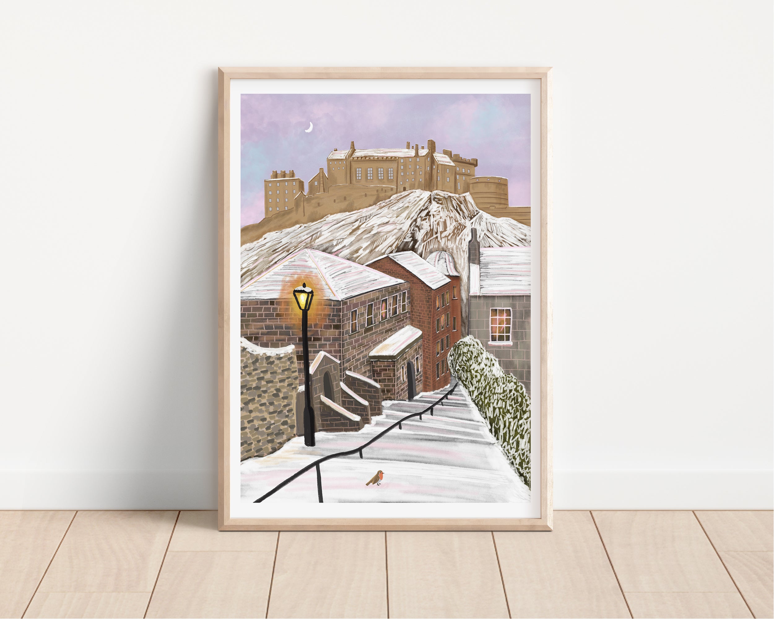 Snowy Edinburgh at Dusk Art Print - Sarah Frances 