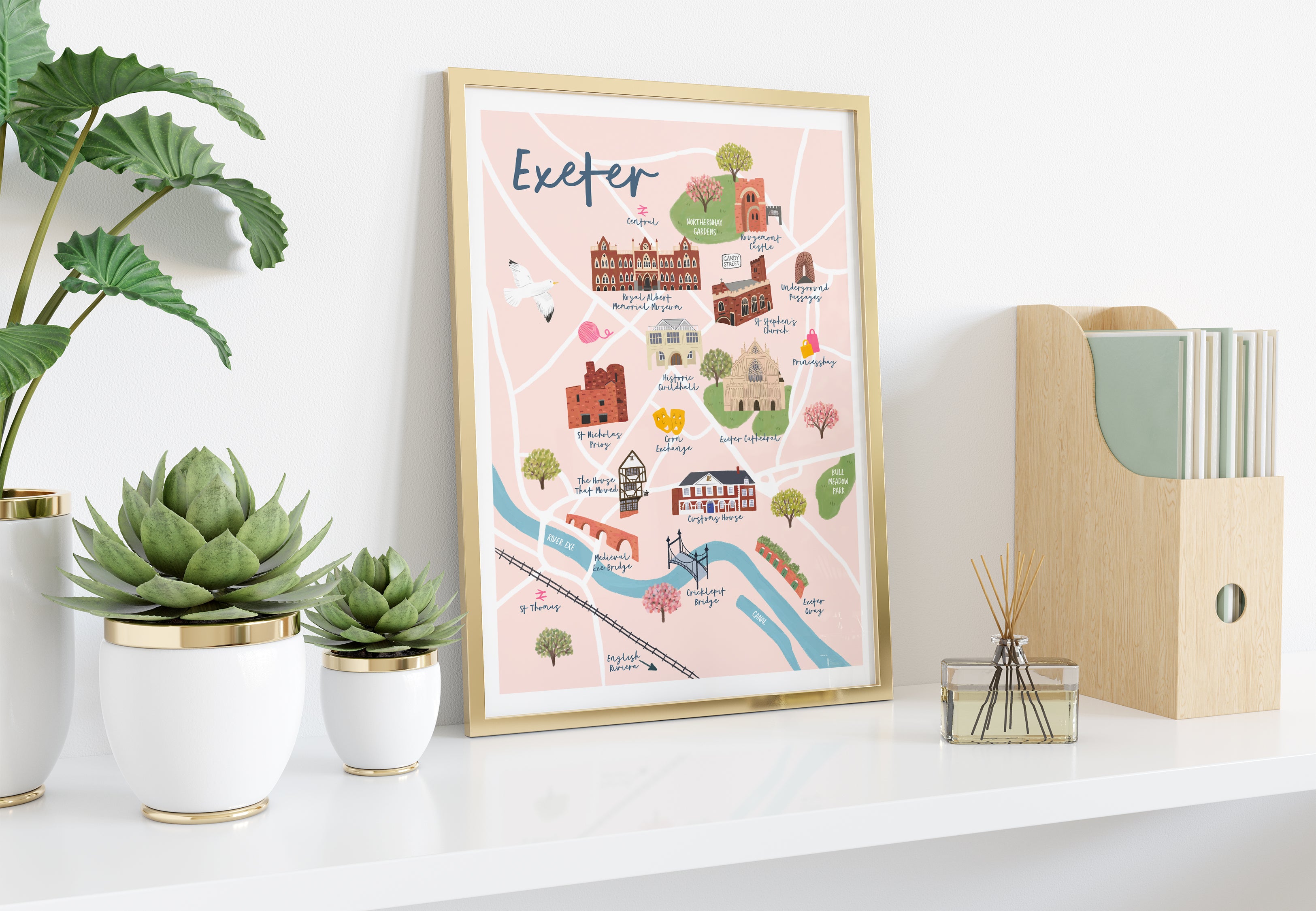 Exeter Map Art Print - Sarah Frances 