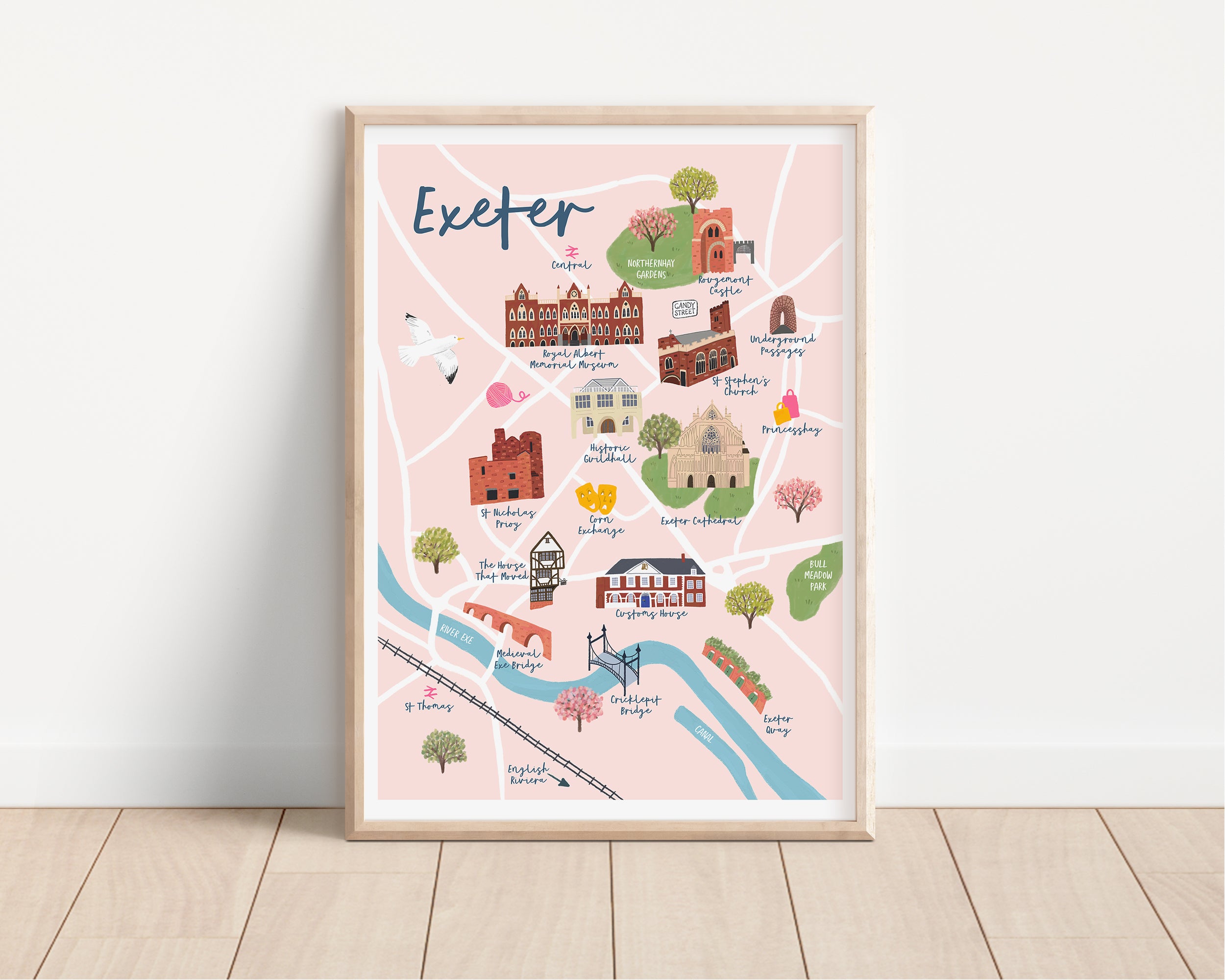 Exeter Map Art Print - Sarah Frances 