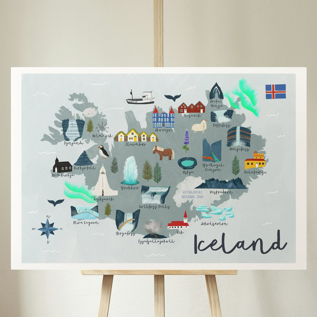 Iceland Map Fine Art Print - Sarah Frances 