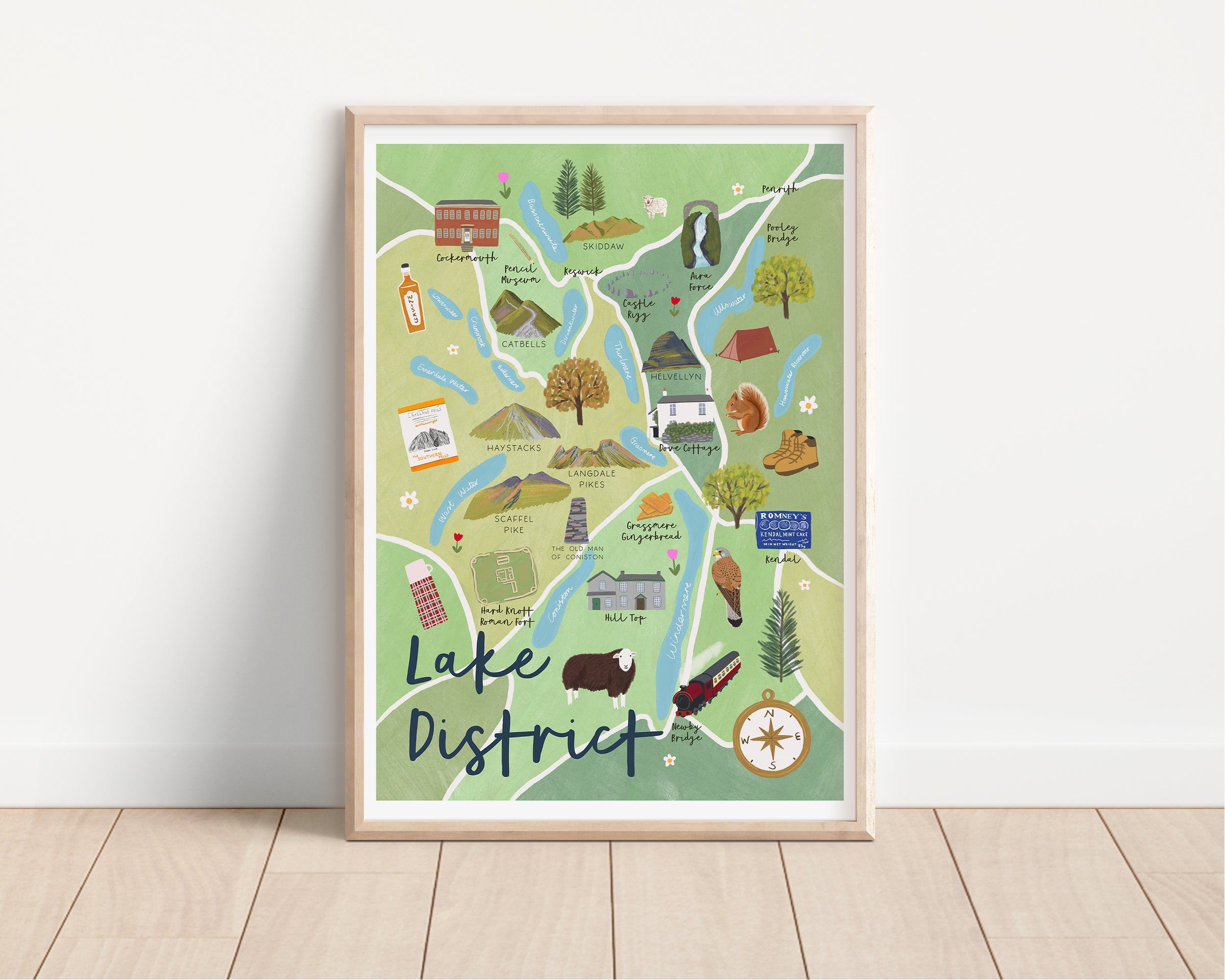 Lake District Map Print - Sarah Frances 
